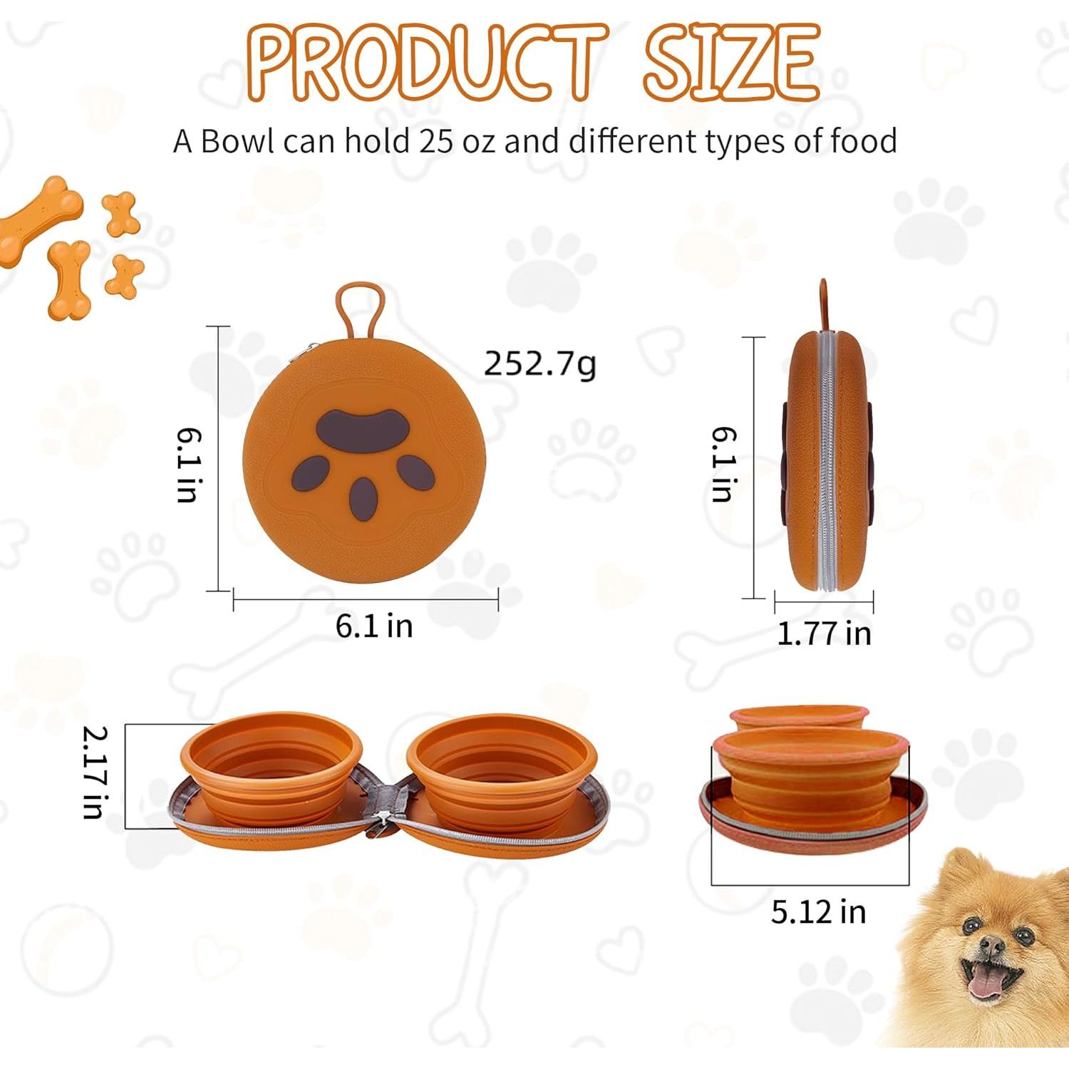 Cuenco Doble Plegable PawSailor 25oz para Mascotas Marrón