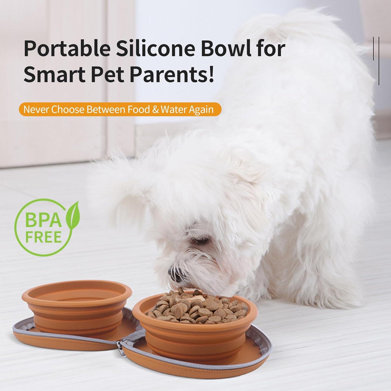 Cuenco Doble Plegable PawSailor 25oz para Mascotas Marrón