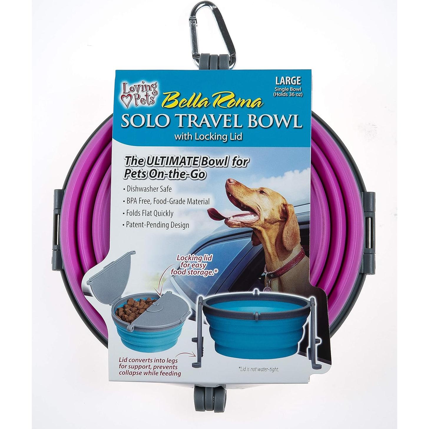 Tazón de Viaje Plegable Loving Pets Bella Roma Rosa Grande