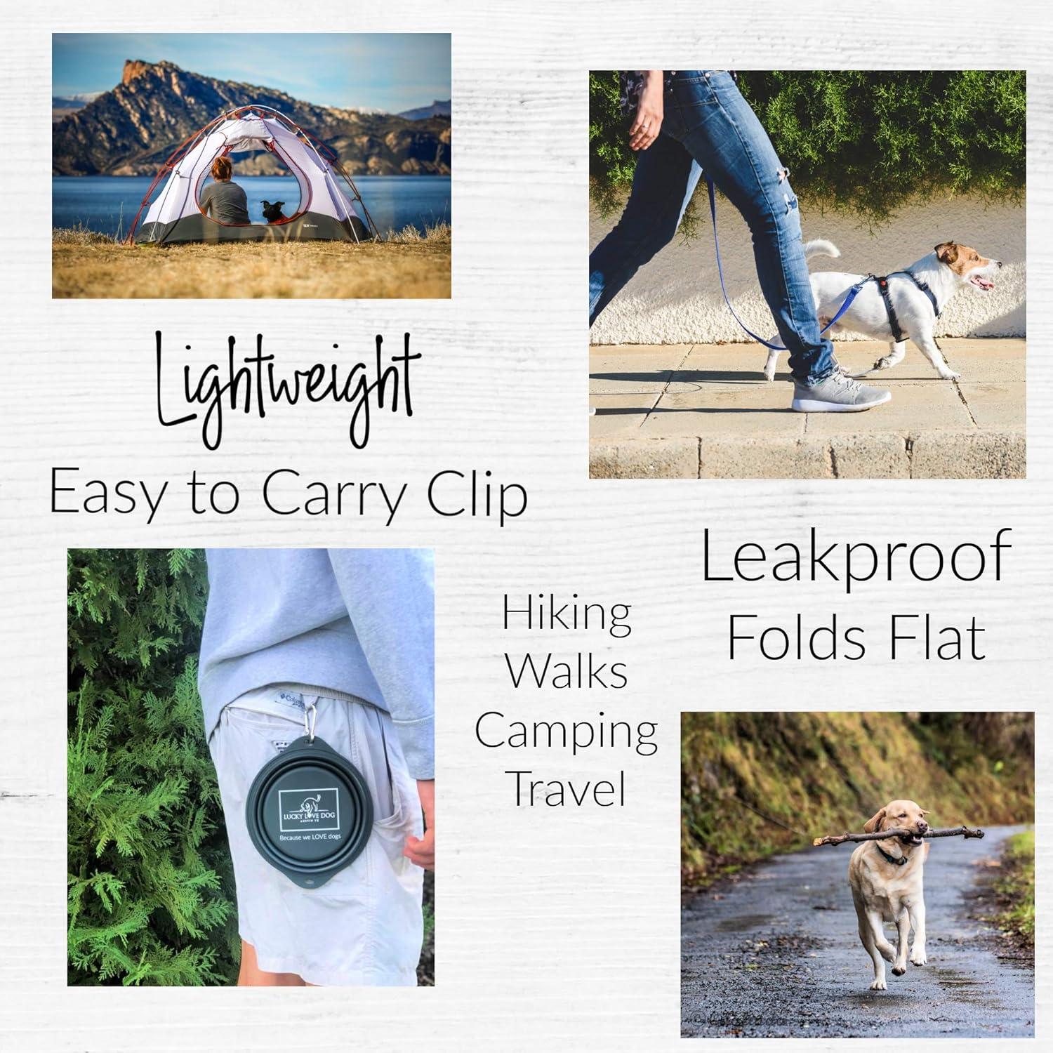 Tazón de Viaje Plegable Lucky Love para Perros Rosa 591ml