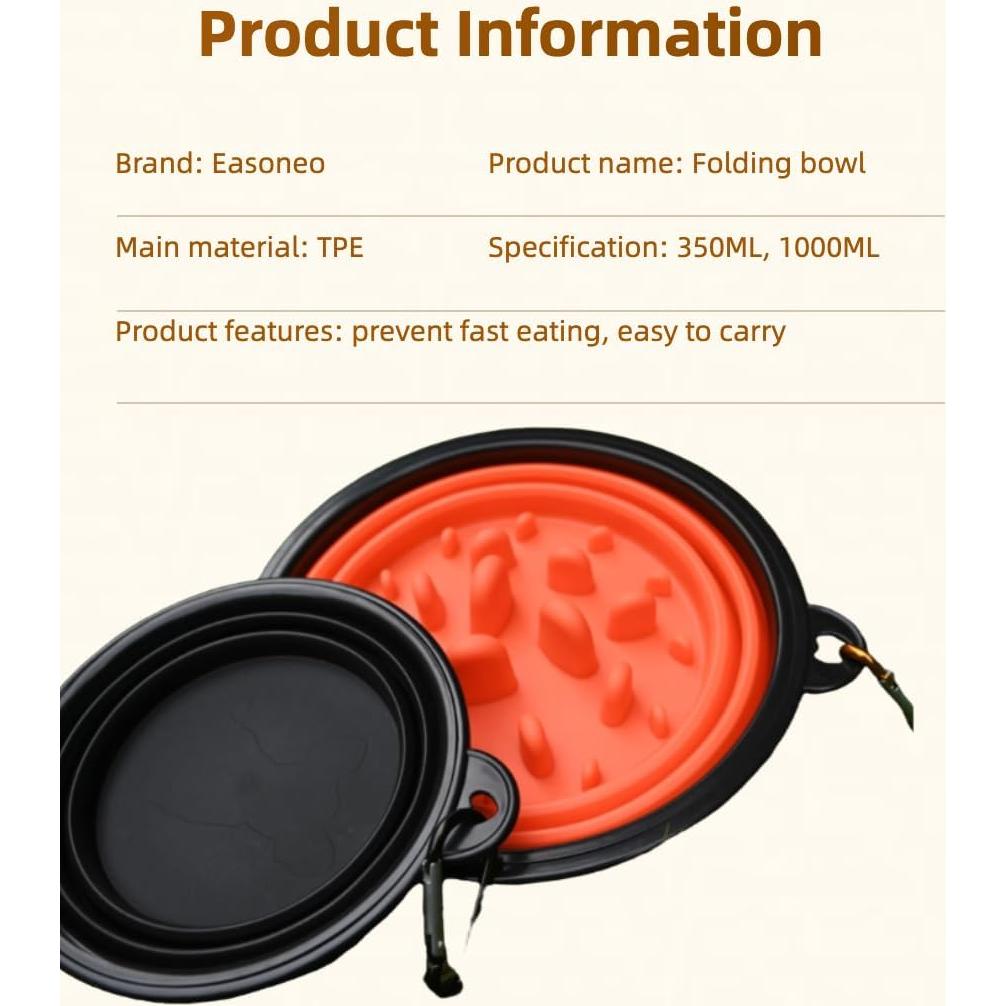 Tazón Plegable para Perro Easoneo 1008ml y 355ml Silicona