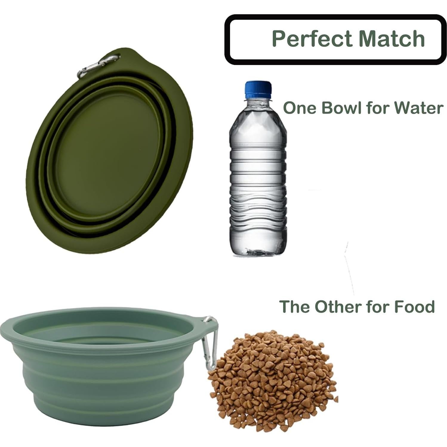 Cuencos Plegables para Perro KlerRoem 600ml Silicona Verde