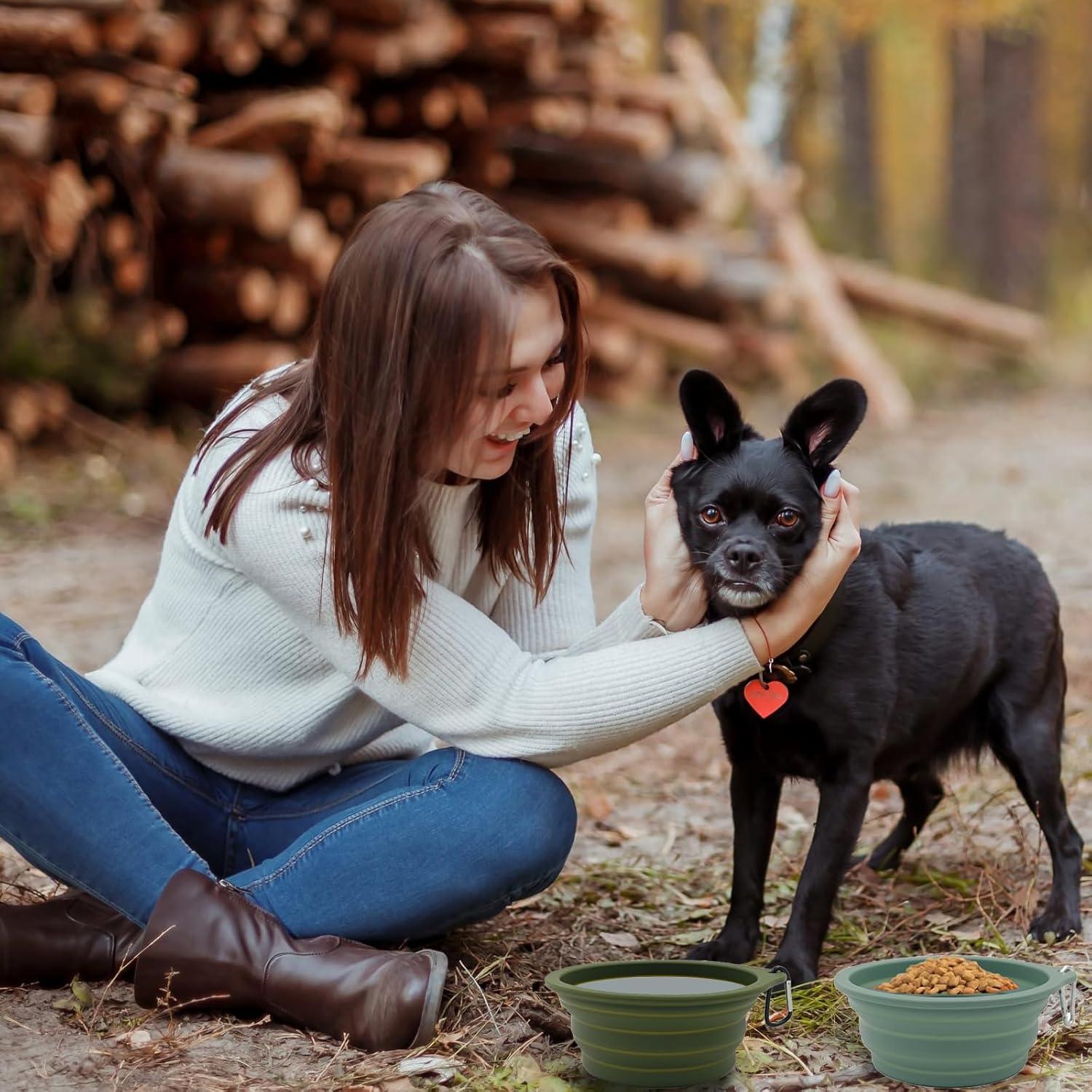 Cuencos Plegables para Perro KlerRoem 600ml Silicona Verde