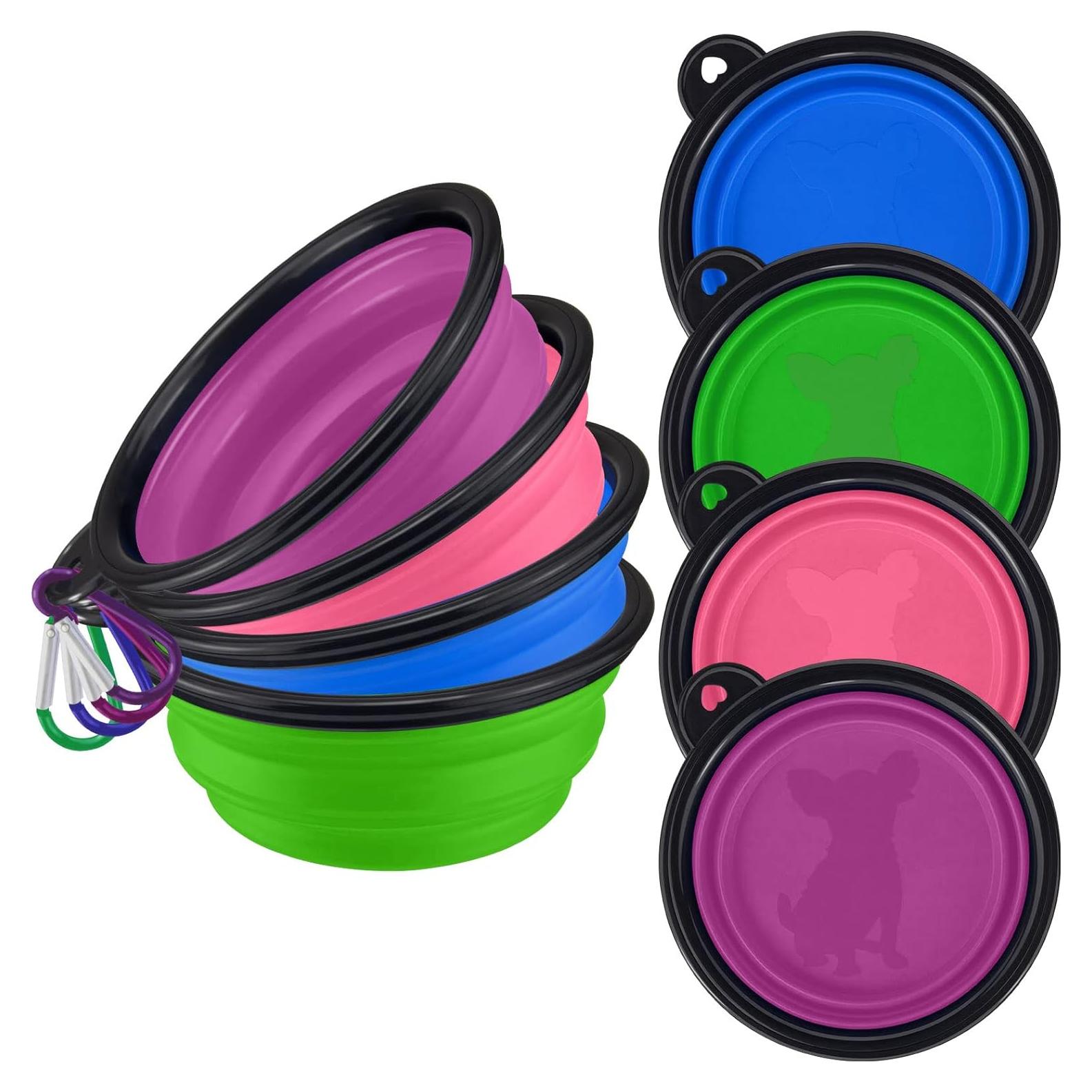 Tazón Plegable para Perros LAVAED - Silicona Portátil 4 Pack