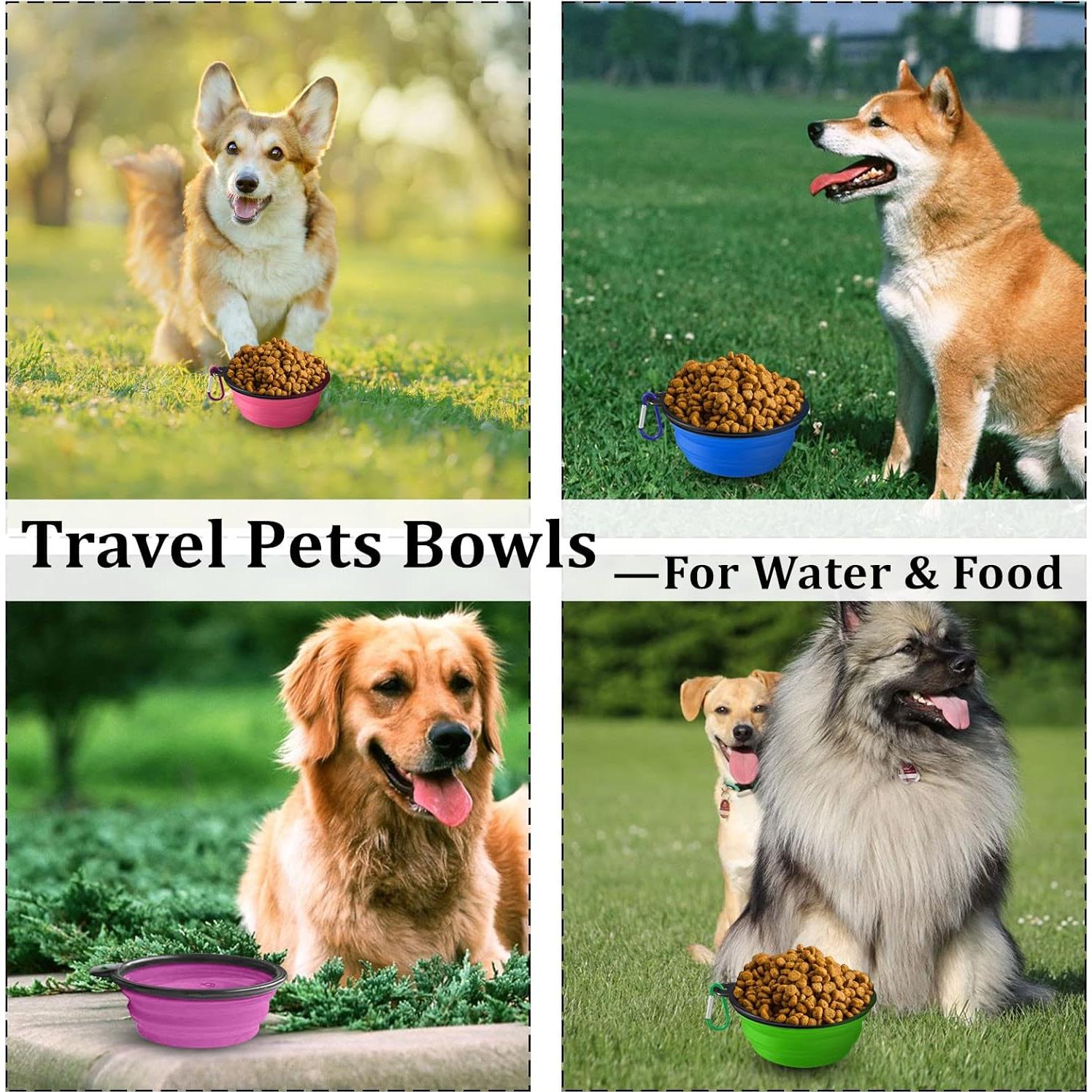 Tazón Plegable para Perros LAVAED - Silicona Portátil 4 Pack