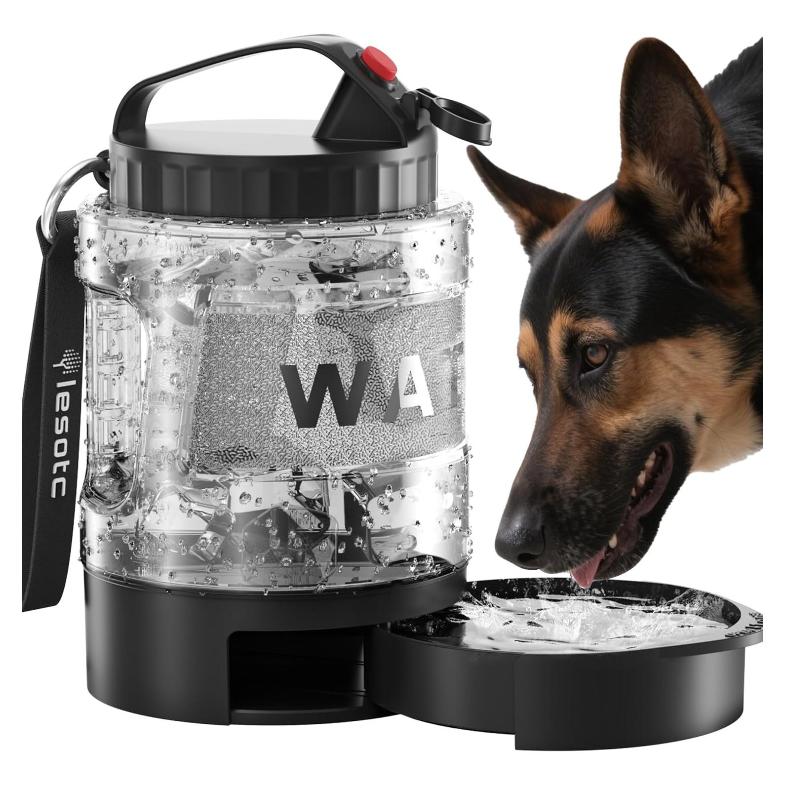 Botella de Agua para Perros Portátil Lesotc 2.28L Negra