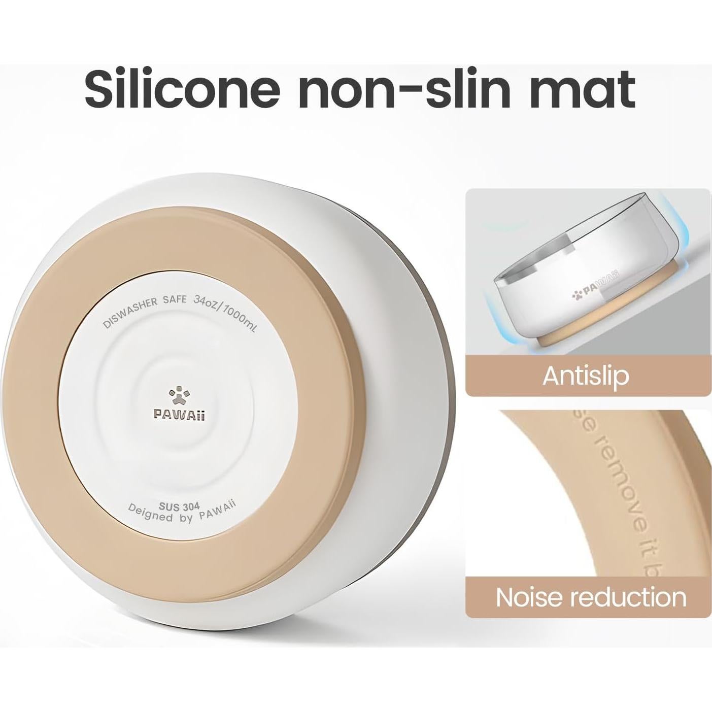 Tazón de Comida y Agua para Perros Pawaii 1.01L Acero Inoxidable