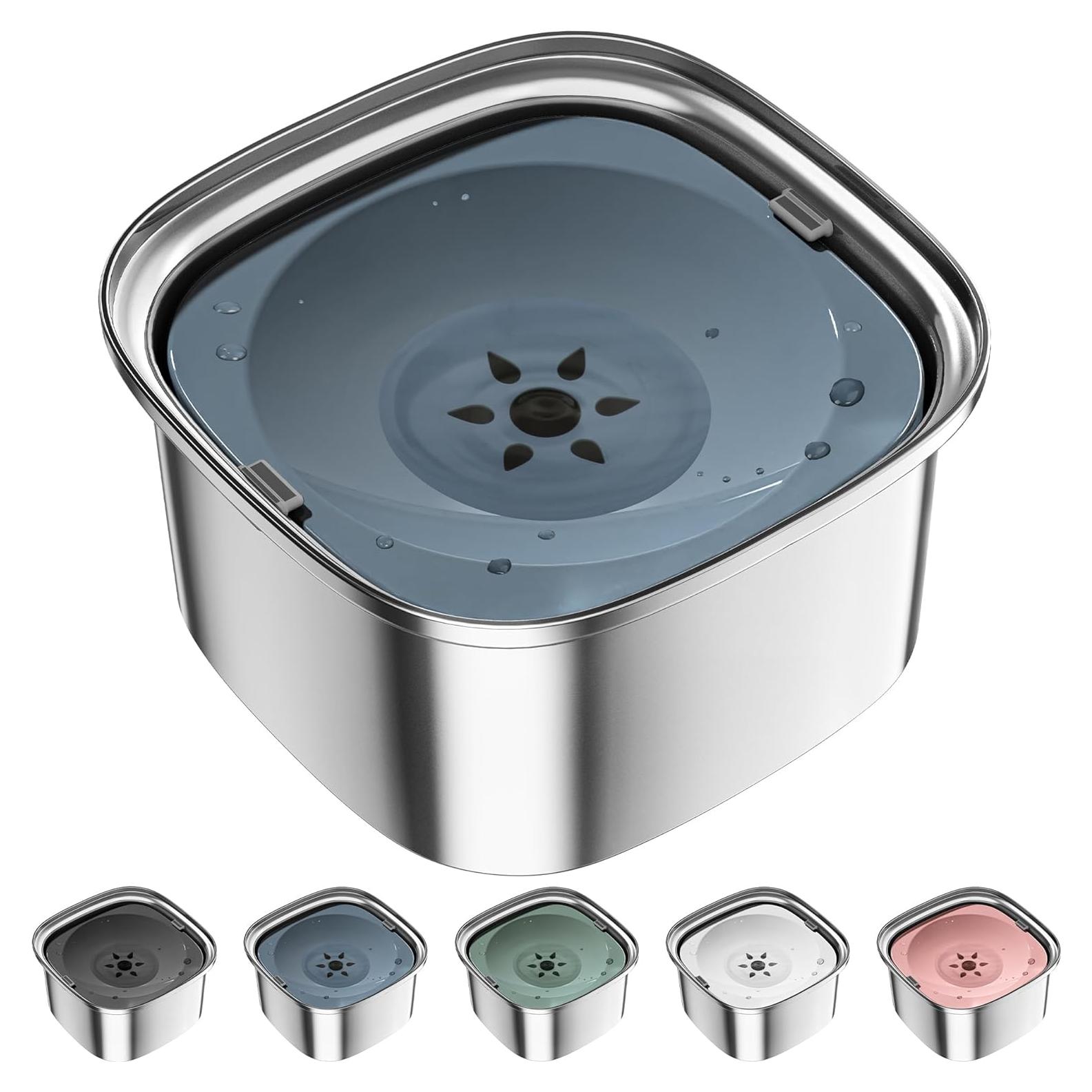 Cuenco de Agua para Perros UPSKY 3L Acero Inoxidable Antiderrames