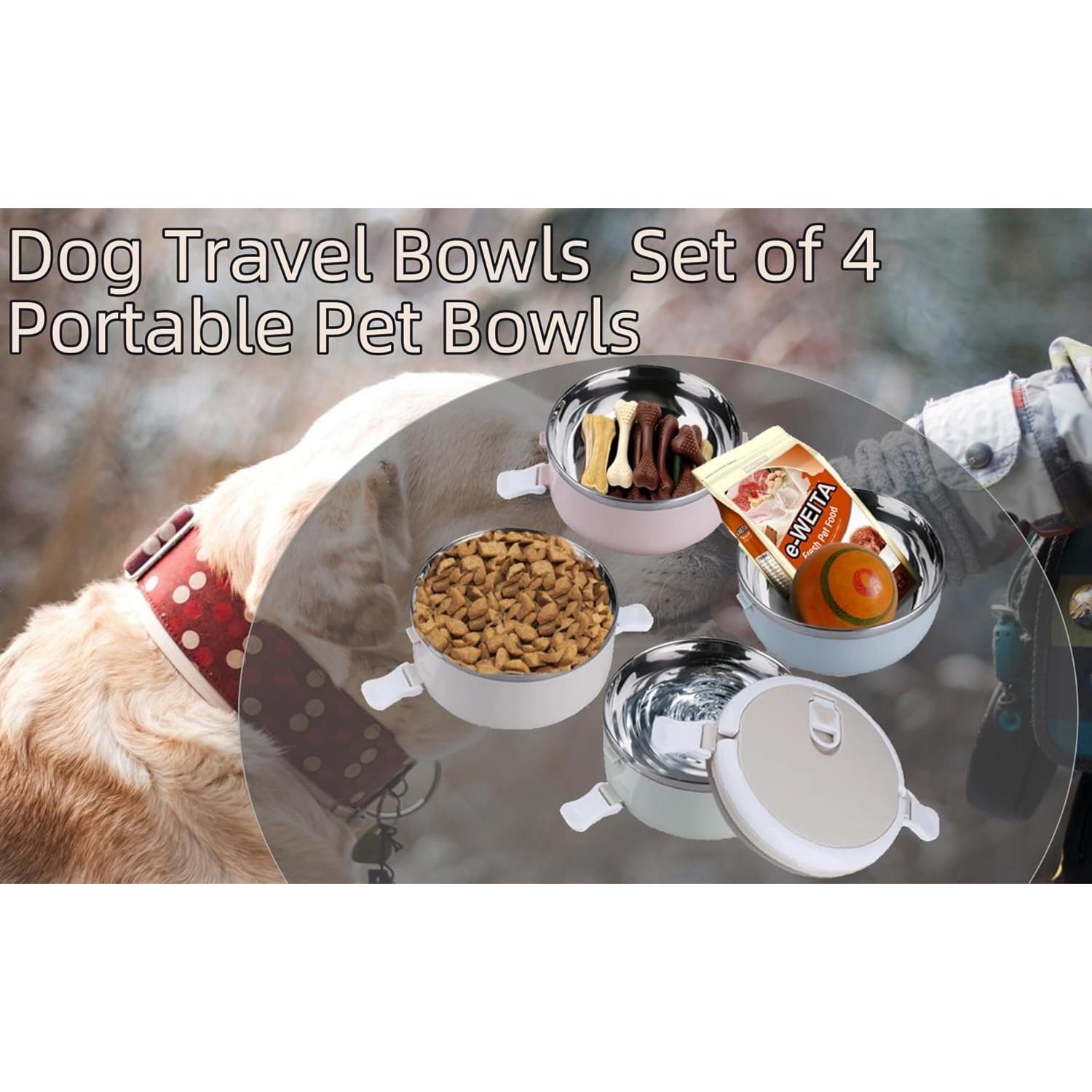 Cuencos de Viaje para Perros CHICIRIS 4 Niveles Acero Inoxidable 0.71L