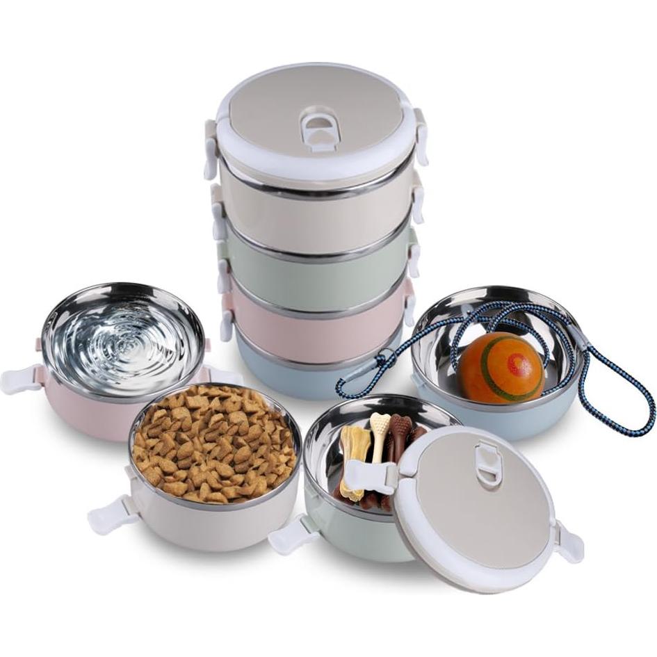 Cuencos de Viaje para Perros CHICIRIS 4 Niveles Acero Inoxidable 0.71L
