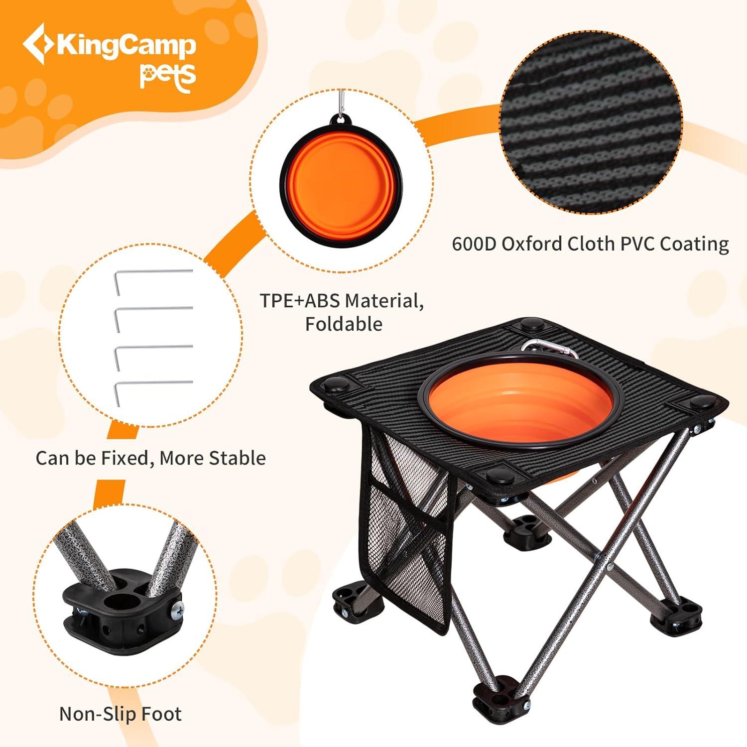 Cuenco Elevado para Perros KingCamp 1000ml Plegable Antideslizante