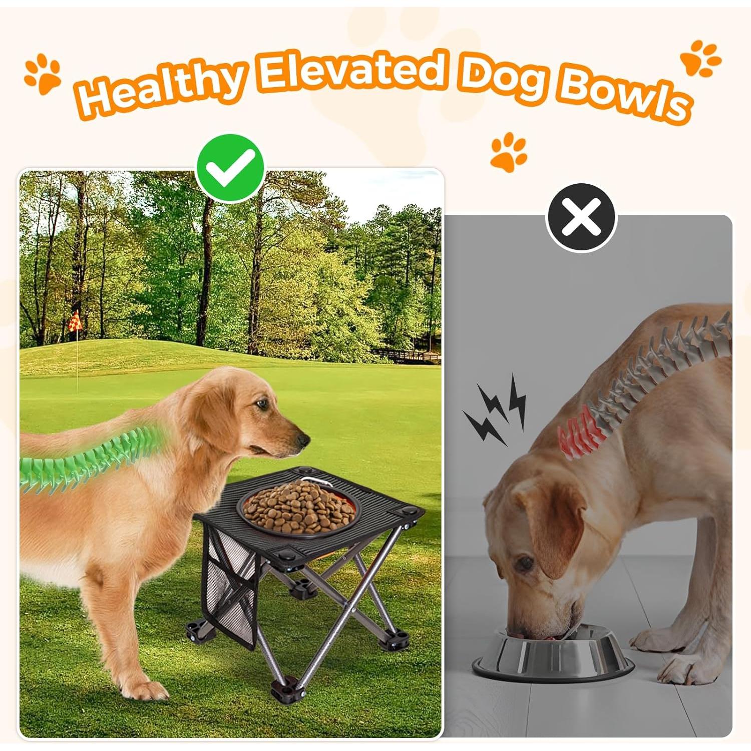 Cuenco Elevado para Perros KingCamp 1000ml Plegable Antideslizante