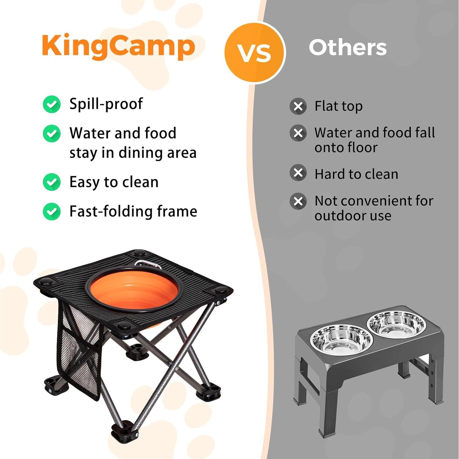 Cuenco Elevado para Perros KingCamp 1000ml Plegable Antideslizante