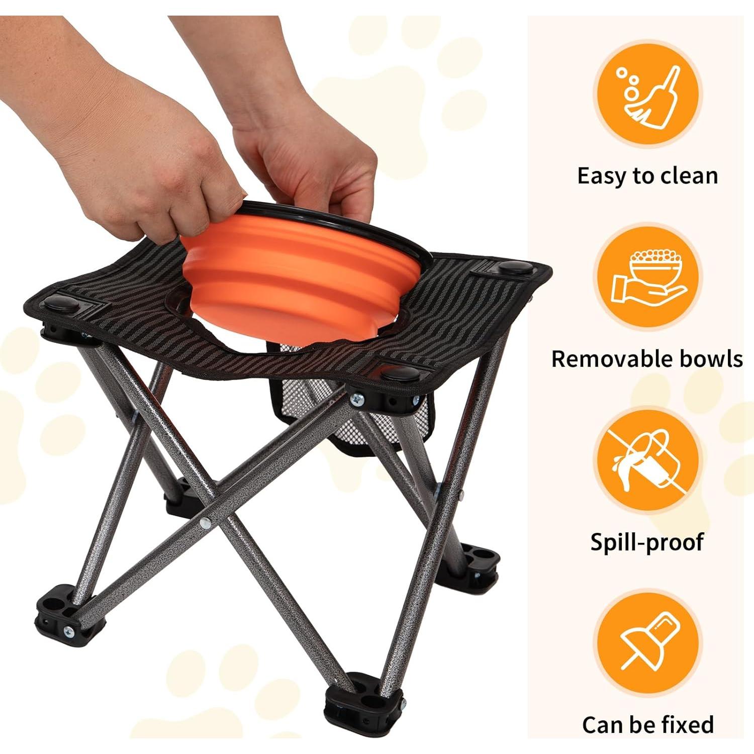 Cuenco Elevado para Perros KingCamp 1000ml Plegable Antideslizante