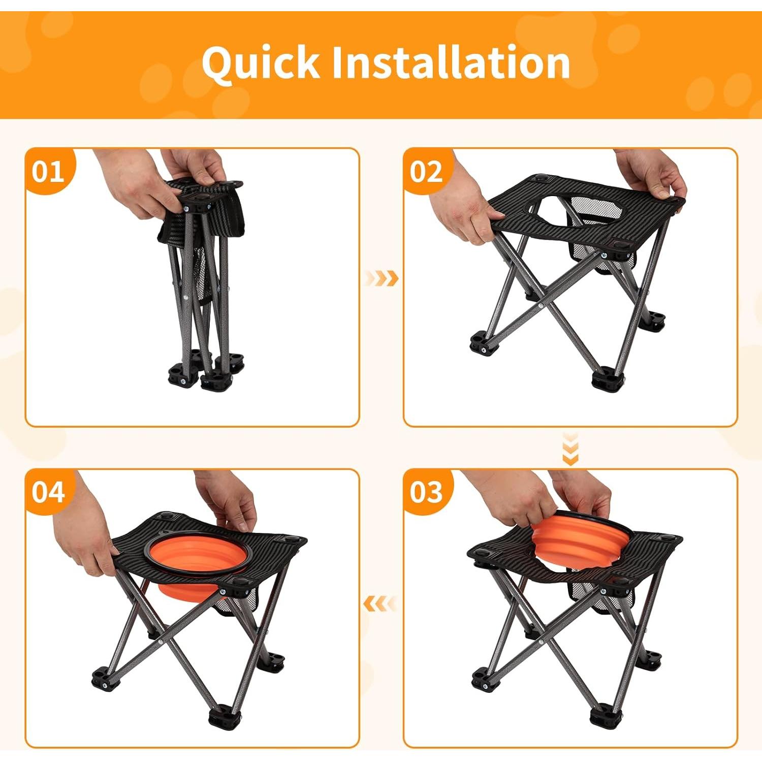 Cuenco Elevado para Perros KingCamp 1000ml Plegable Antideslizante