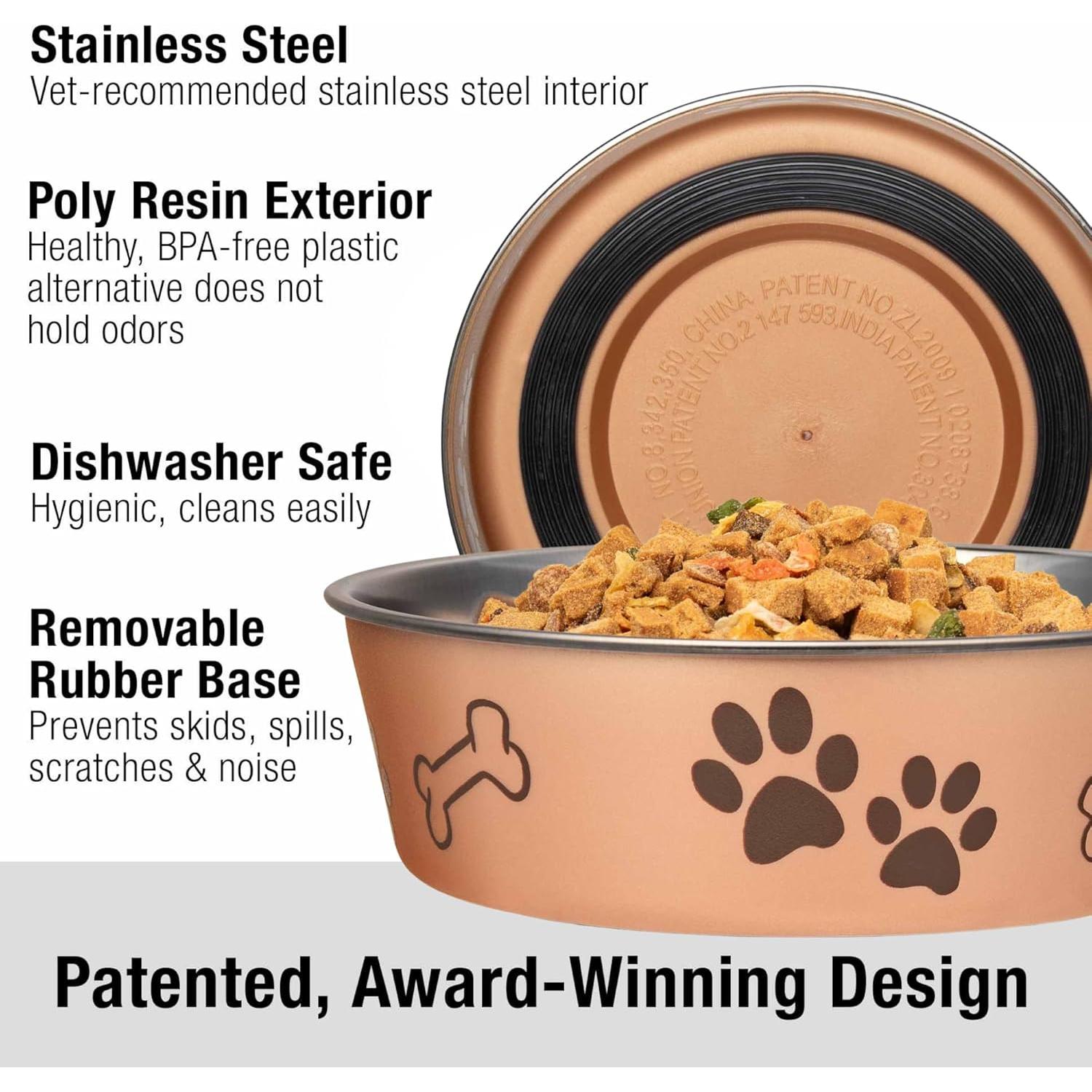 Tazón Antideslizante Grande Loving Pets Bella Acero Inoxidable