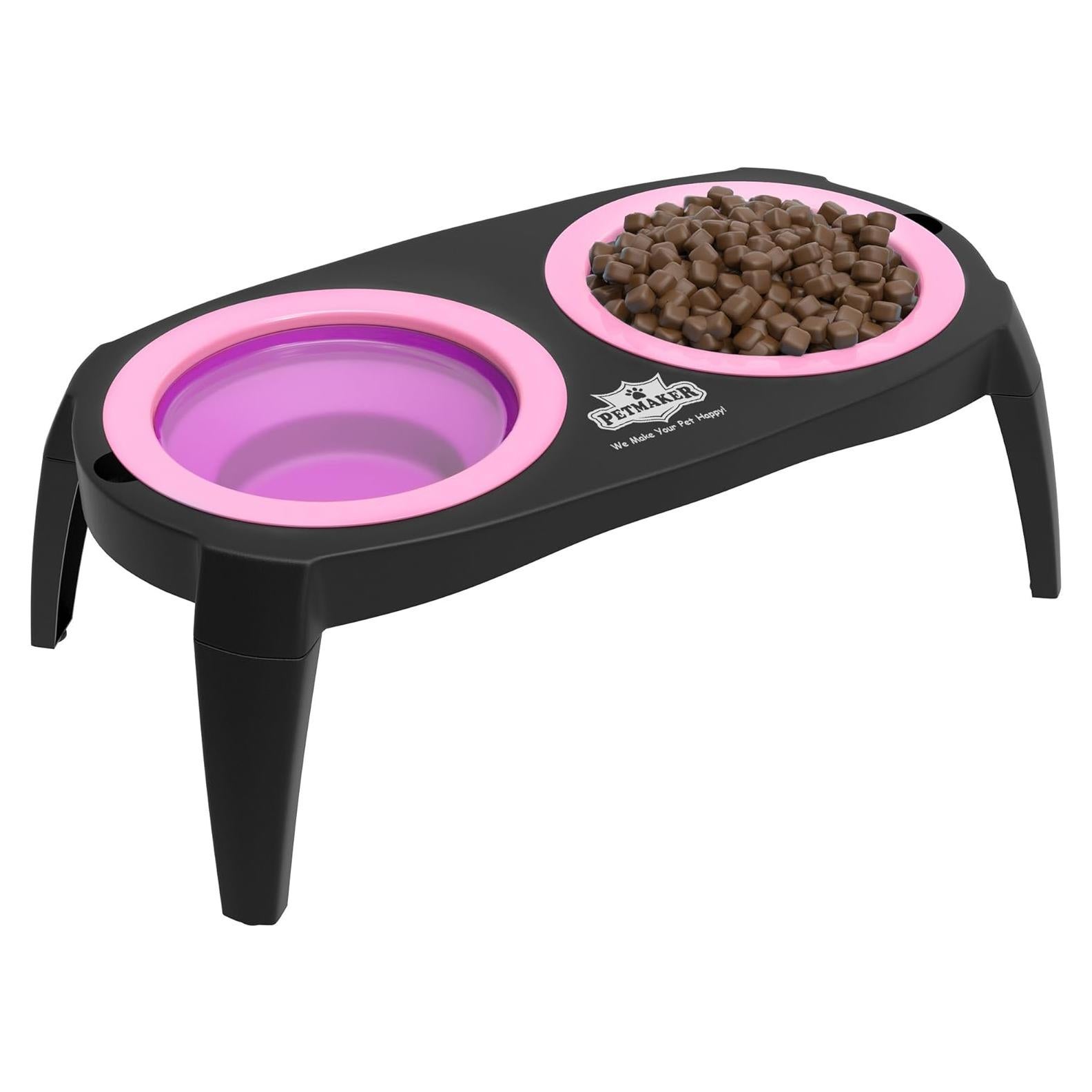Cuencos Elevados para Gatos y Perros PETMAKER Rosa 16 Oz