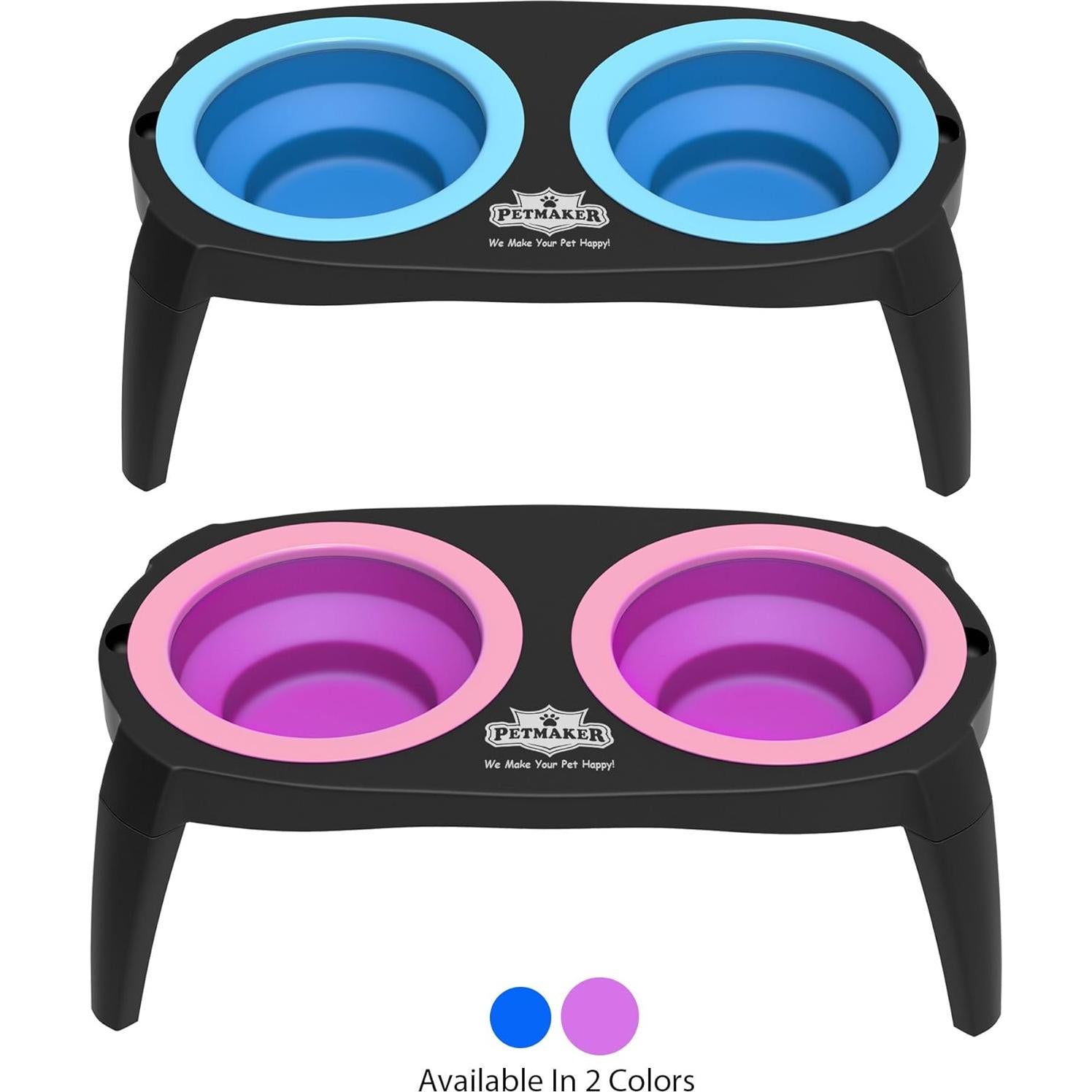 Cuencos Elevados para Gatos y Perros PETMAKER Rosa 16 Oz