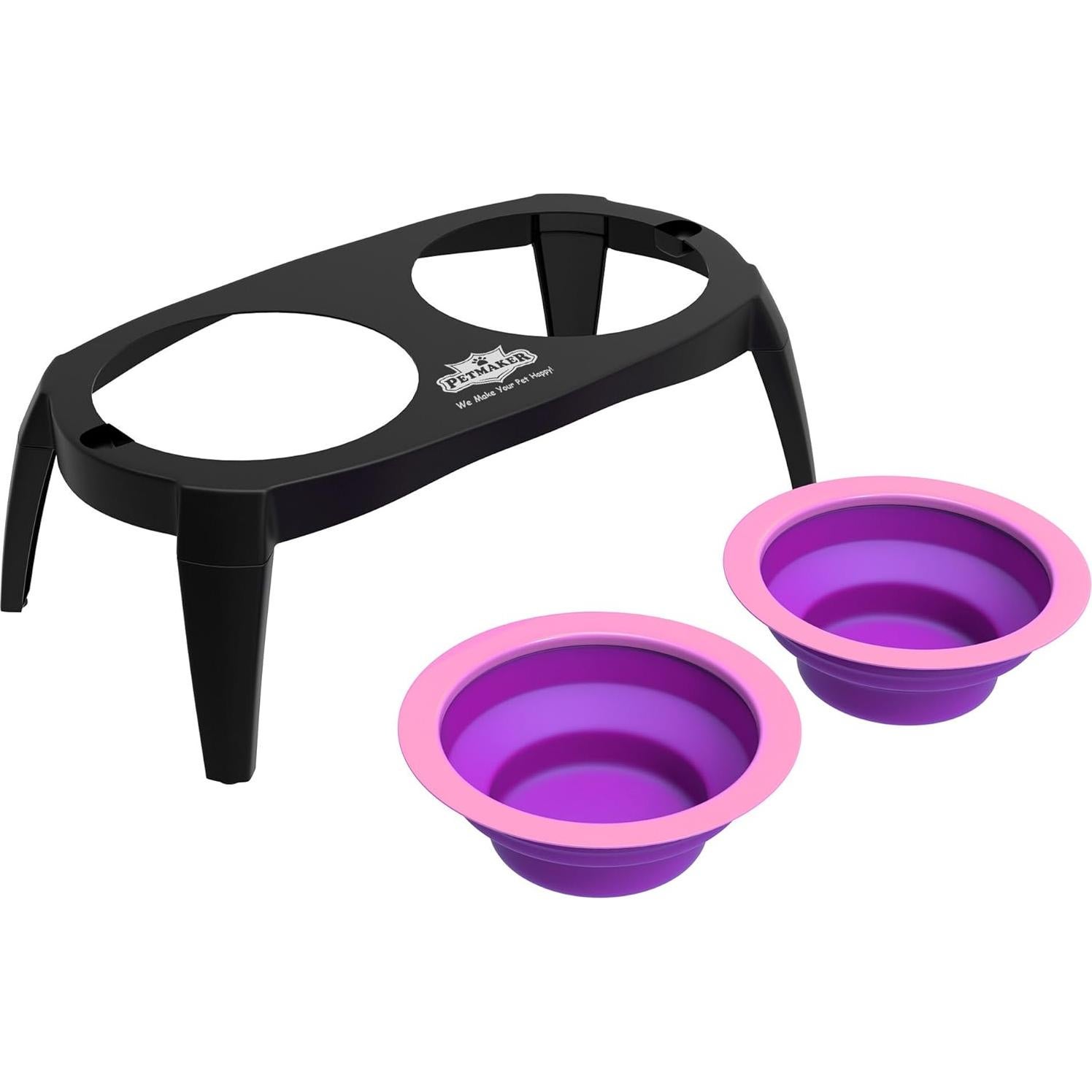 Cuencos Elevados para Gatos y Perros PETMAKER Rosa 16 Oz