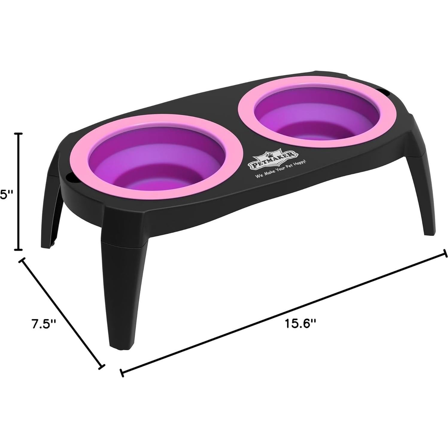 Cuencos Elevados para Gatos y Perros PETMAKER Rosa 16 Oz