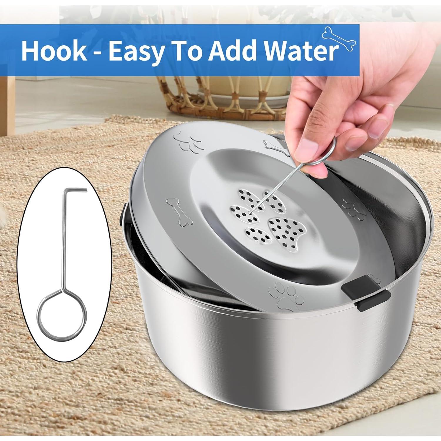 Tazón de Agua para Perros Kactoily 3L Acero Inoxidable Antiderrames