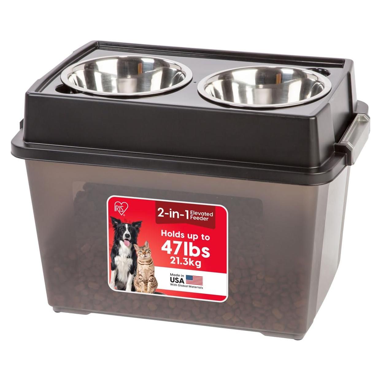 Cuencos Elevados para Perros Grandes IRIS USA con Almacenamiento