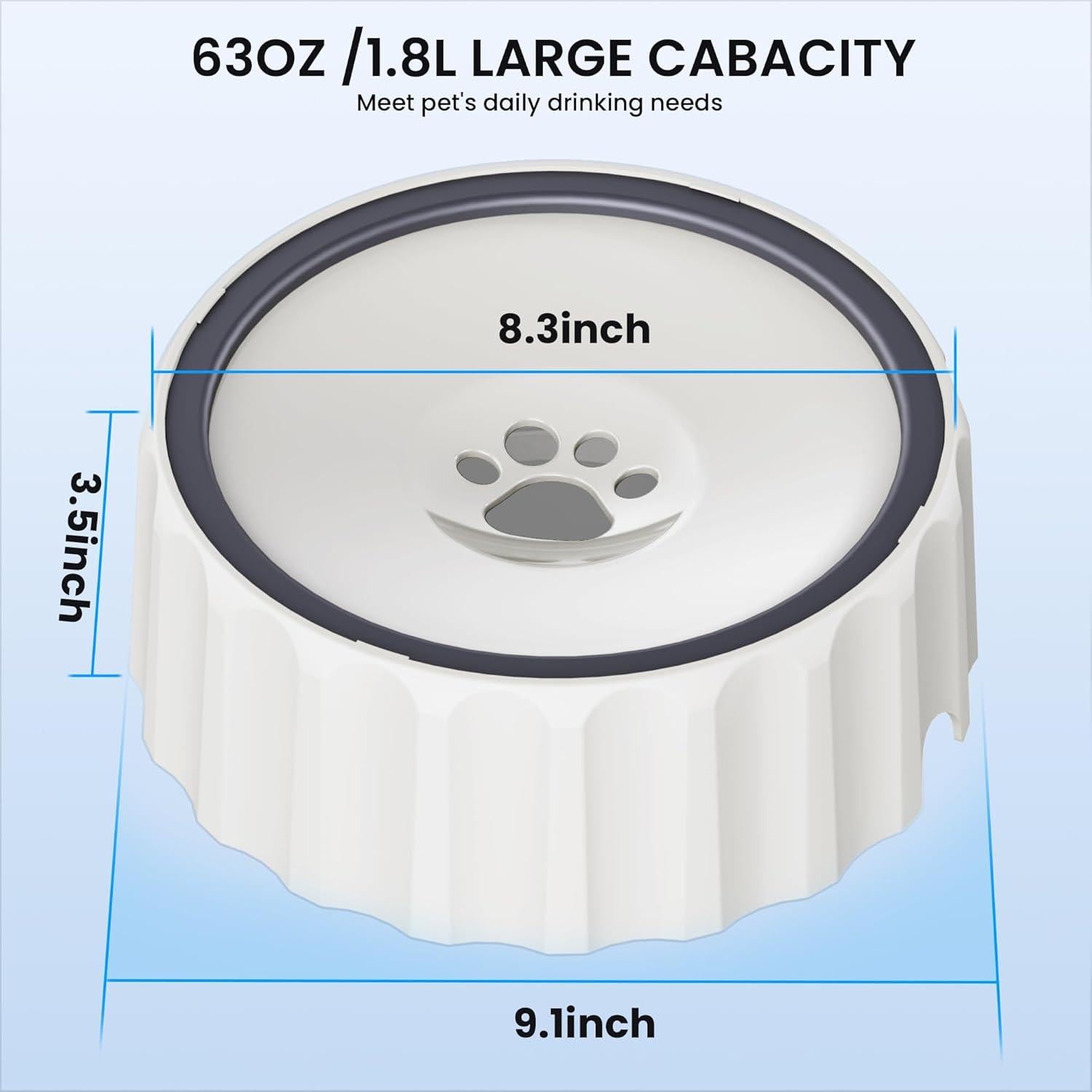 Cuenco de Agua Antideslizante para Perros y Gatos FORWH 2L