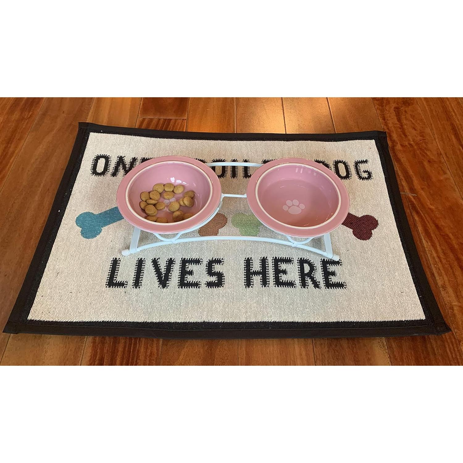 Alimentador Elevado PetRageous Toftees Paws con 2 Tazones Cerámica