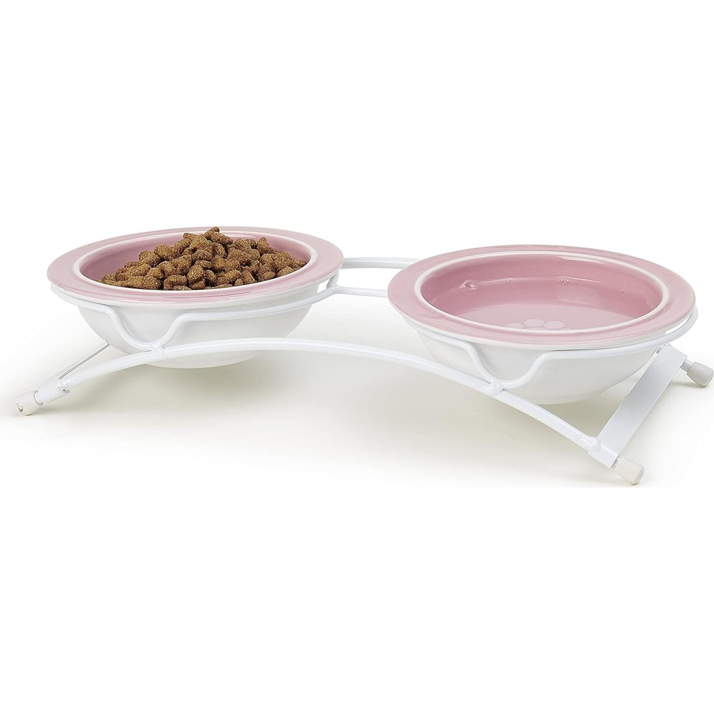 Alimentador Elevado PetRageous Toftees Paws con 2 Tazones Cerámica