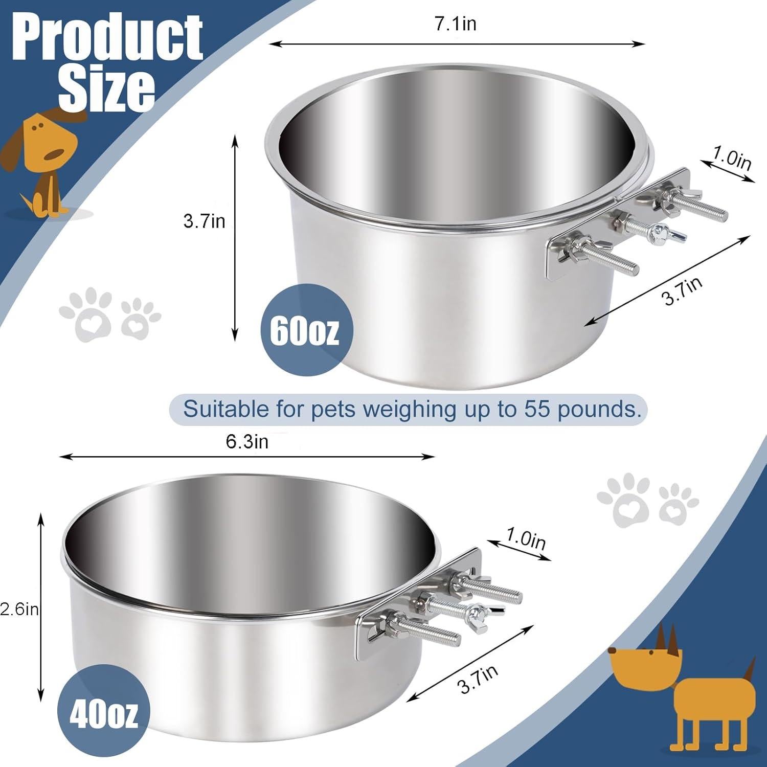 Tazones de Acero Inoxidable para Perros Wrifazaly - Paquete de 2