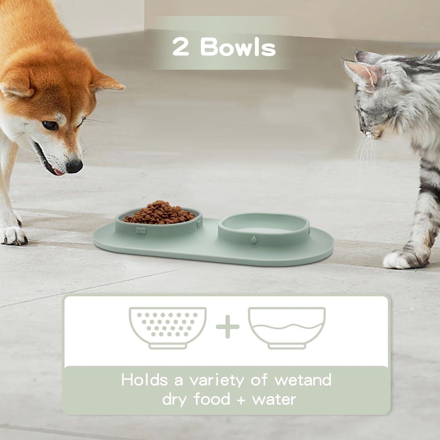 Cuencos Antideslizantes para Perros y Gatos - Verde