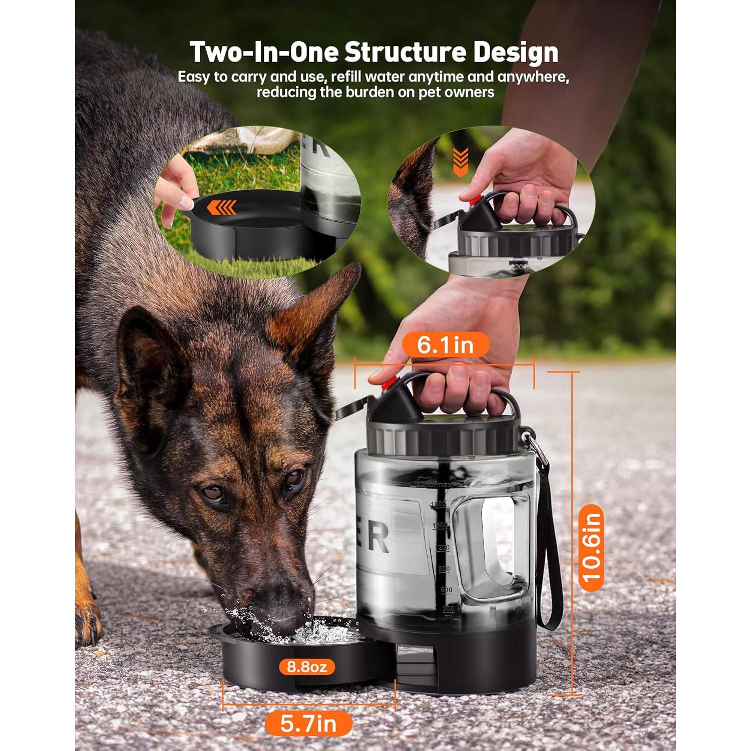 Botella de Agua para Perros PETNF 2.2L a Prueba de Fugas