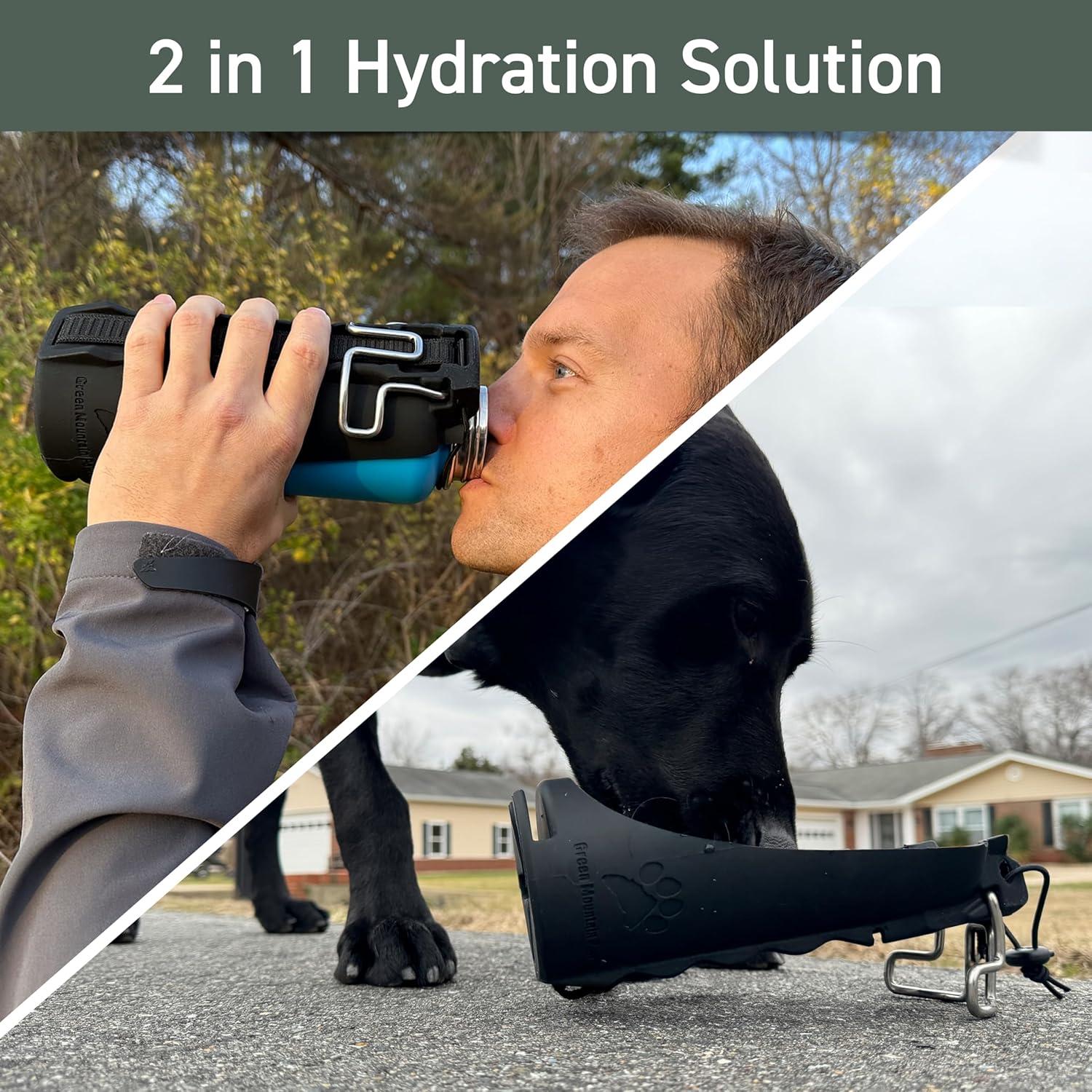 Botella de Agua Portátil Green Mountain Pawz 2-en-1 para Perros