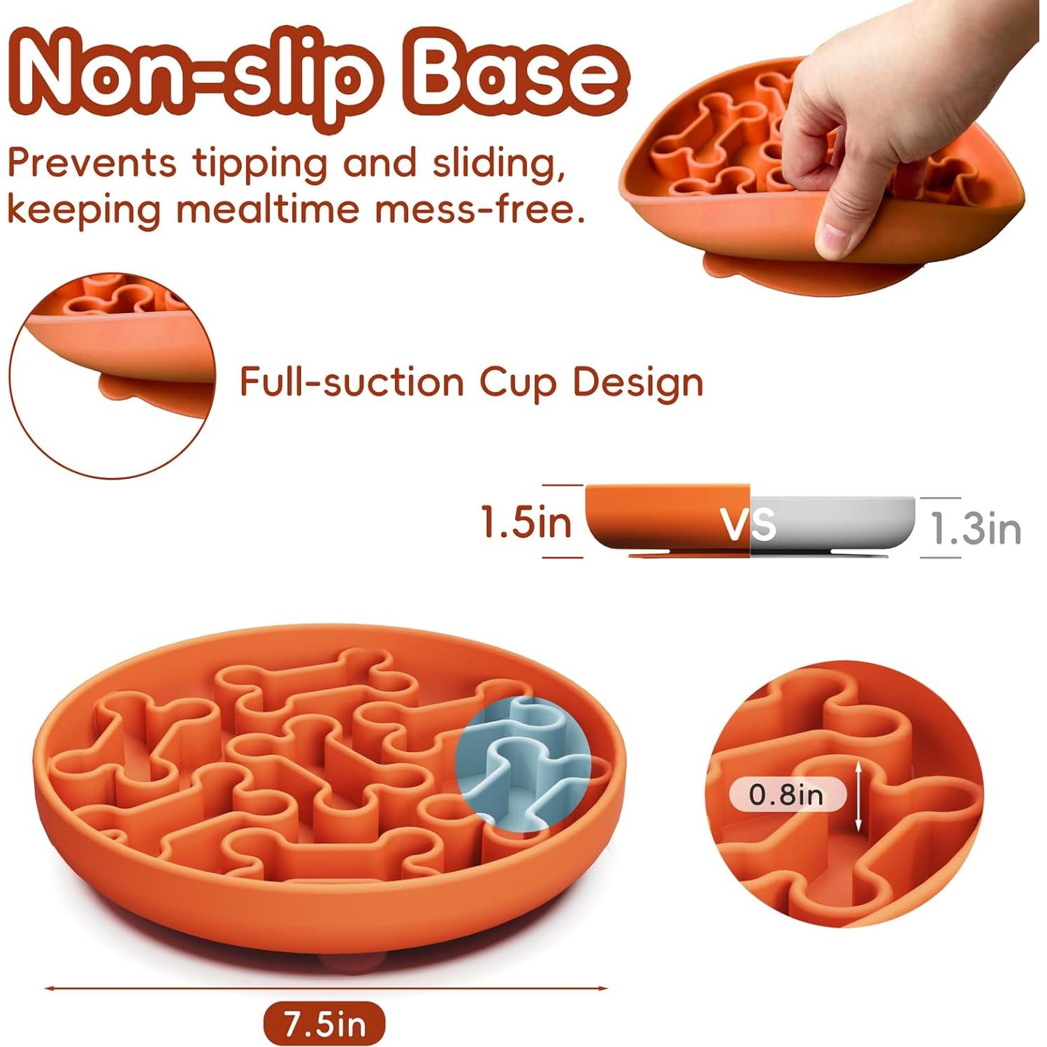 Cuenco Antideslizante de Silicona para Perro AXEFUN 19 cm Naranja