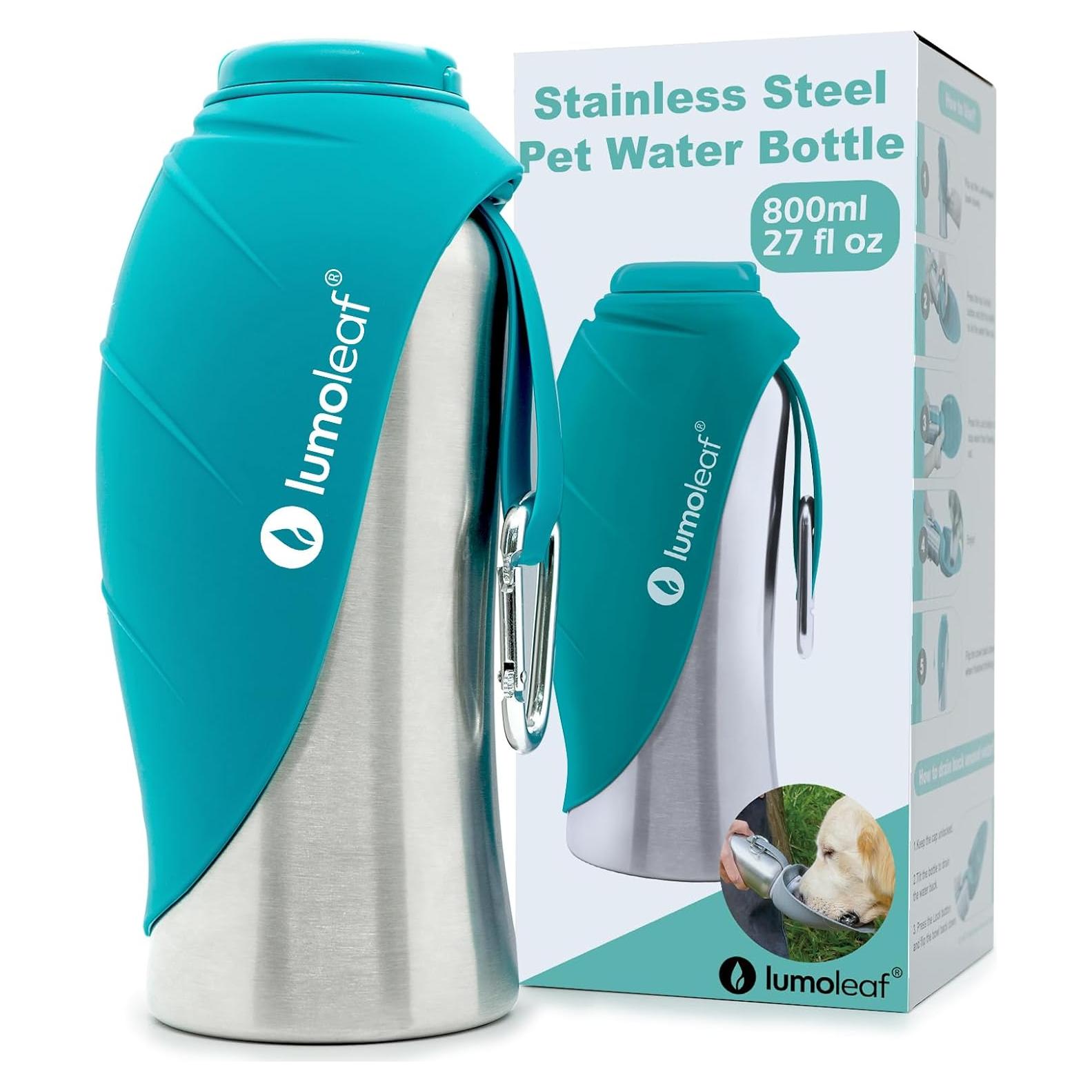 Botella de Agua Portátil para Perros LumoLeaf 800 ml Azul