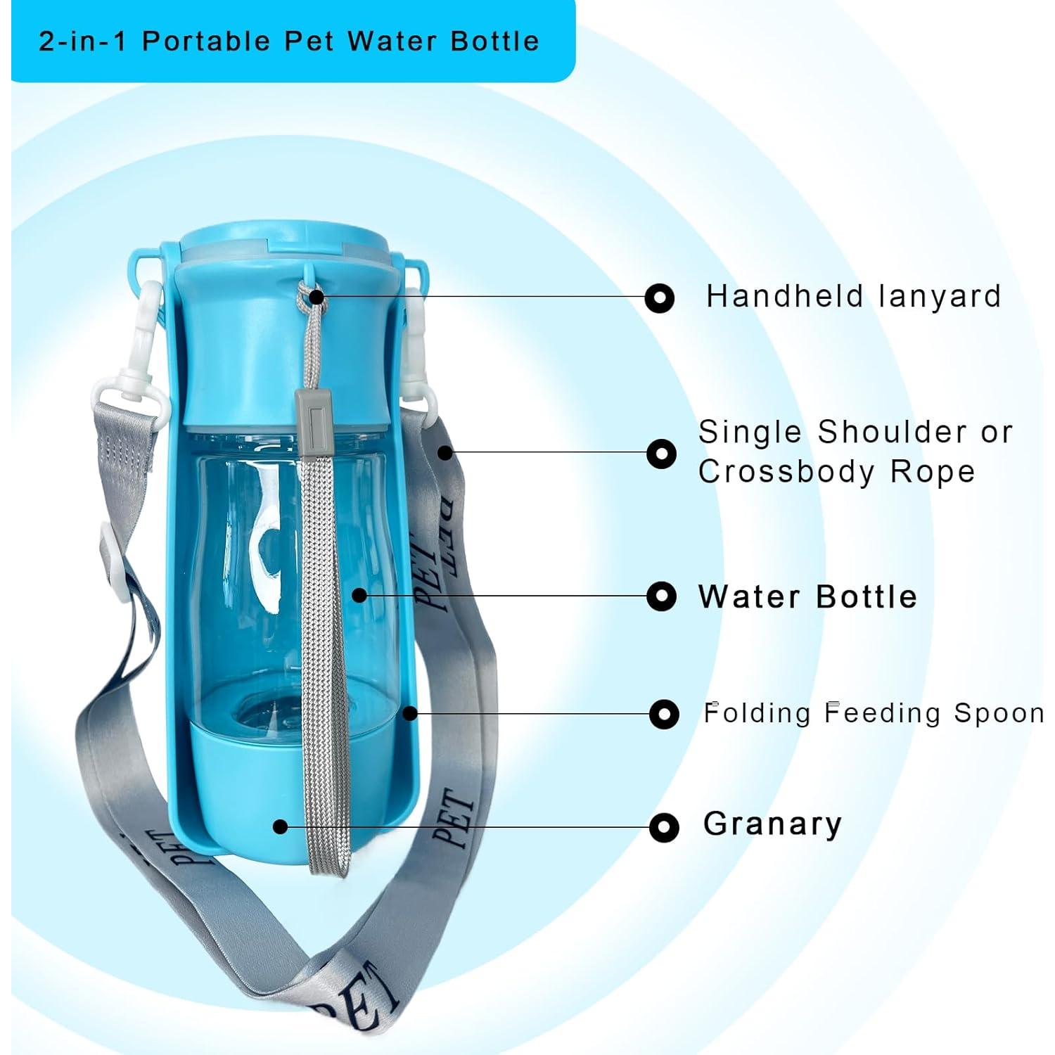 Botella de Agua Portátil para Perros CORIMEI 2 en 1 Azul