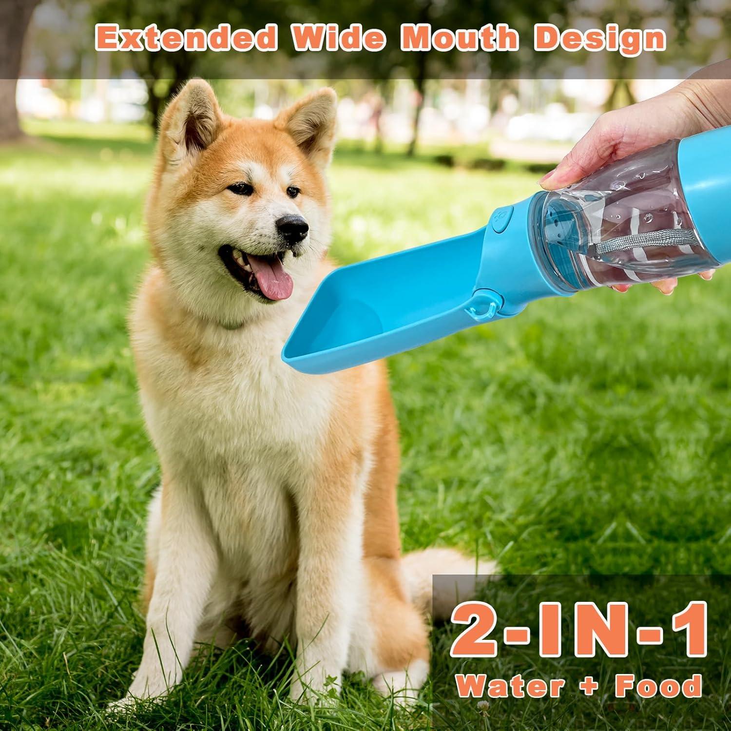 Botella de Agua Portátil para Perros CORIMEI 2 en 1 Azul