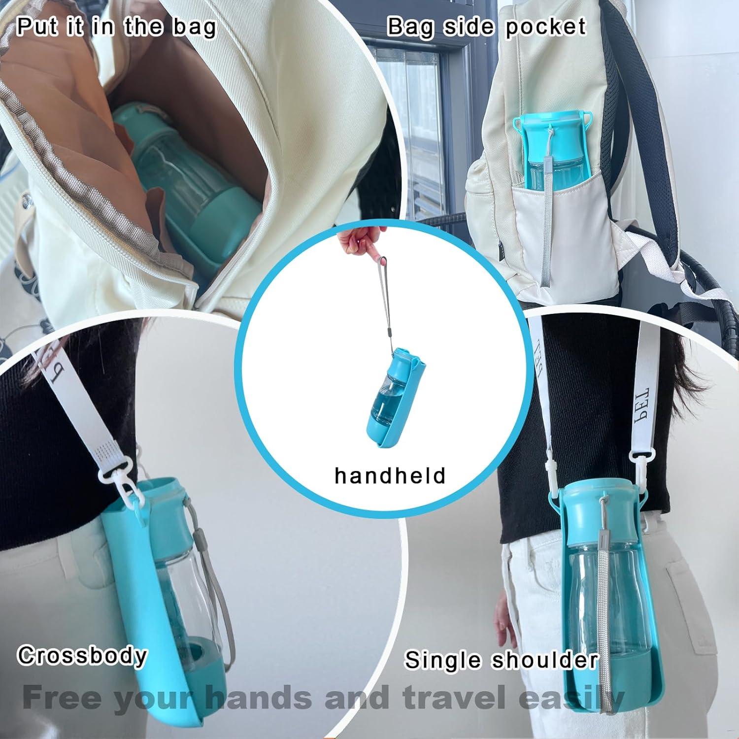 Botella de Agua Portátil para Perros CORIMEI 2 en 1 Azul