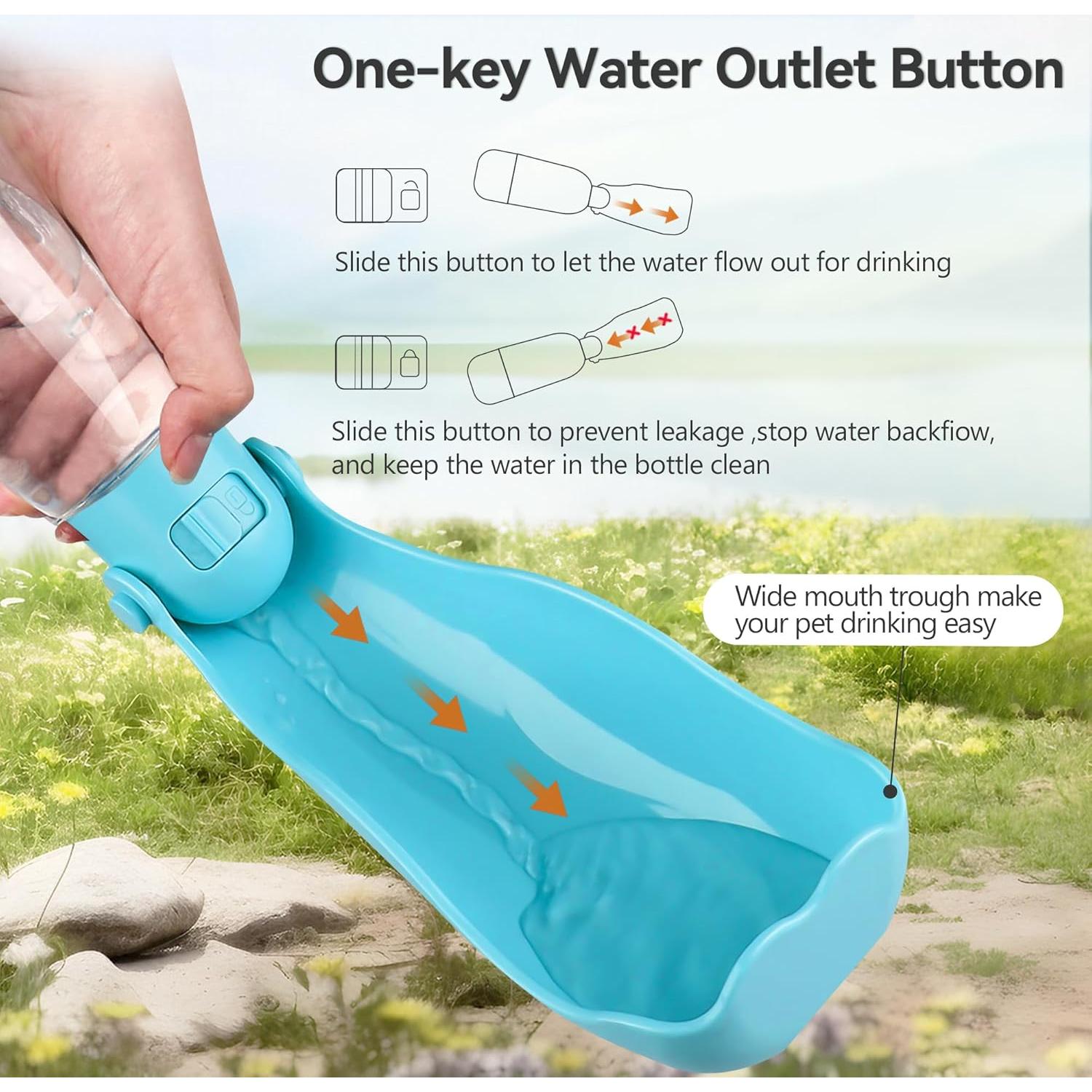 Botella de Agua para Perros UPSKY 414ml Plegable y Multifuncional