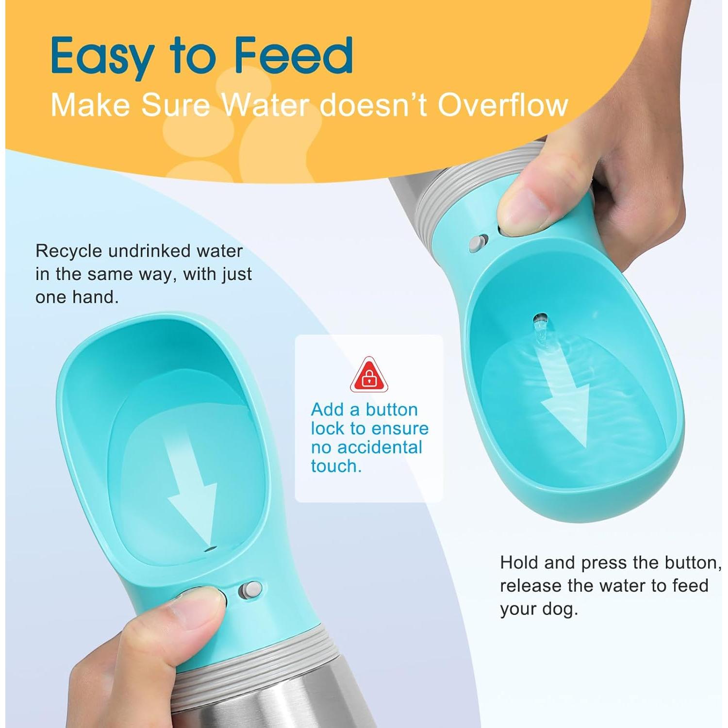 Botella de Agua Portátil para Perros LIANGUI 710 ml a Prueba de Fugas