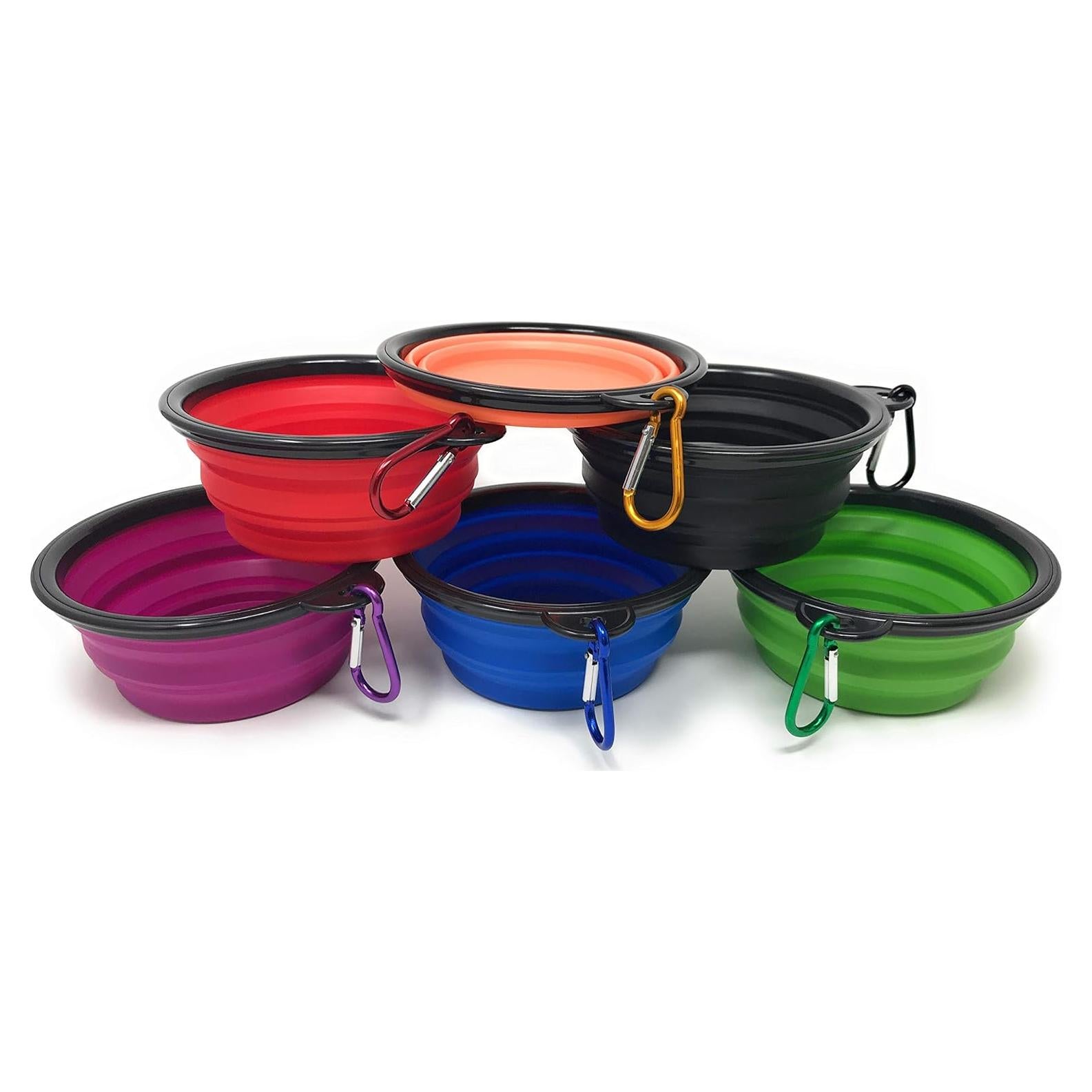 Paquete de 6 tazones colapsables de silicona SVT para perros