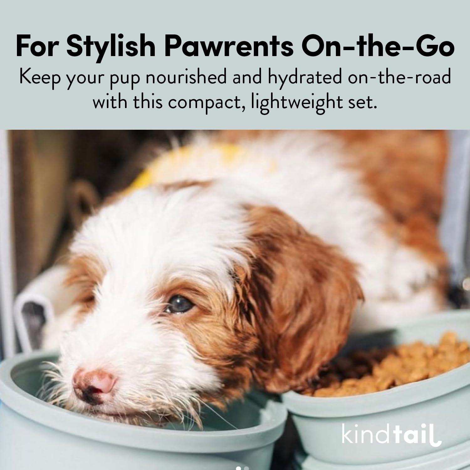 Tazones de Viaje para Perros KindTail - Juego de 2 Platos Portátiles