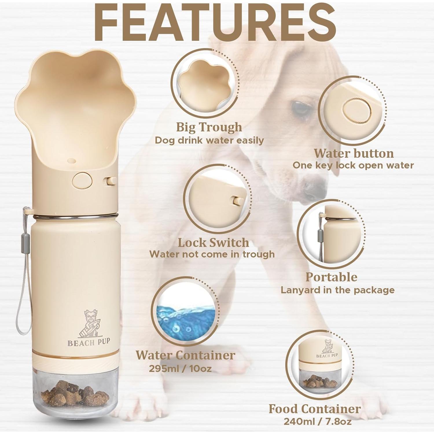 Botella de Agua para Perros Everich 295 ml con Comedero