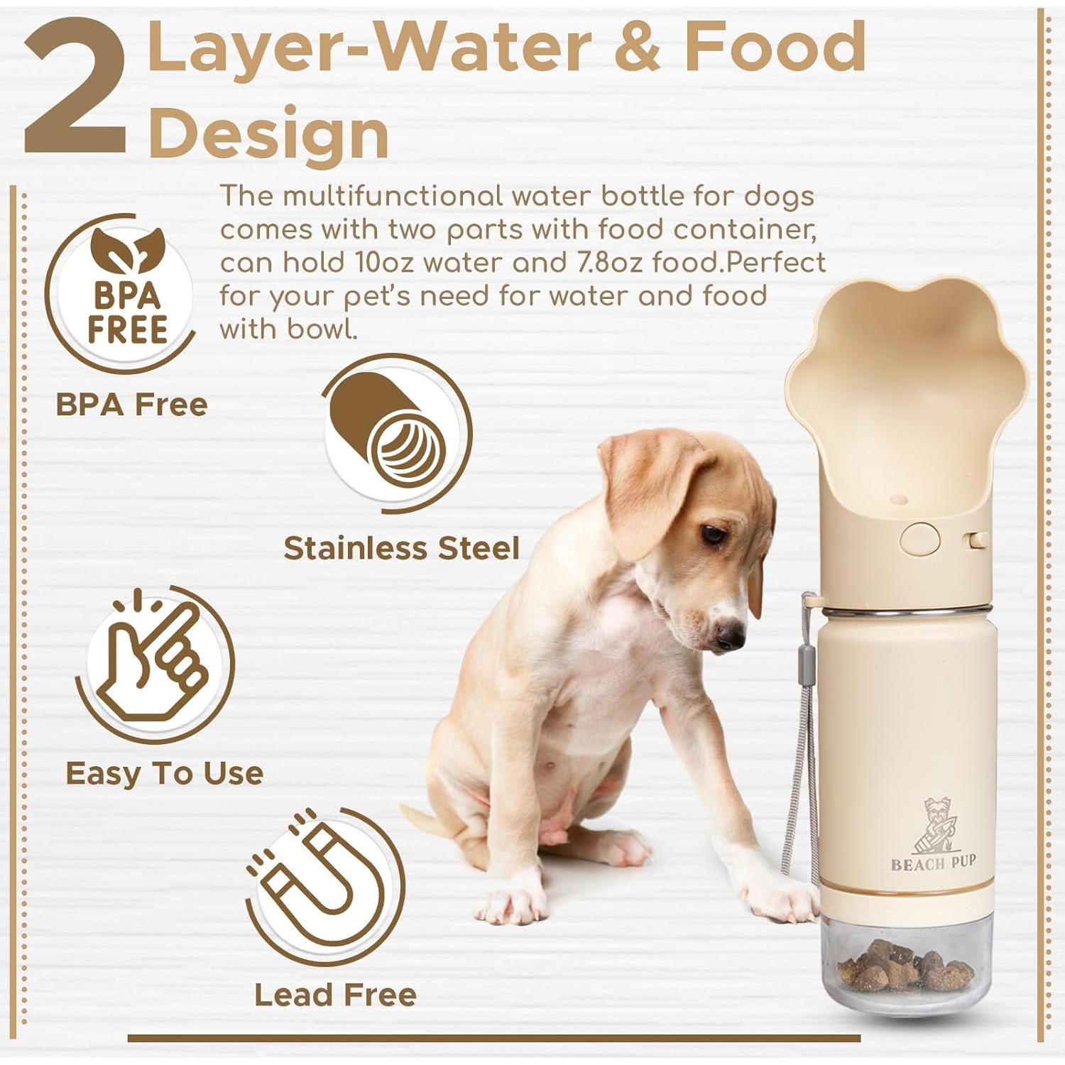 Botella de Agua para Perros Everich 295 ml con Comedero