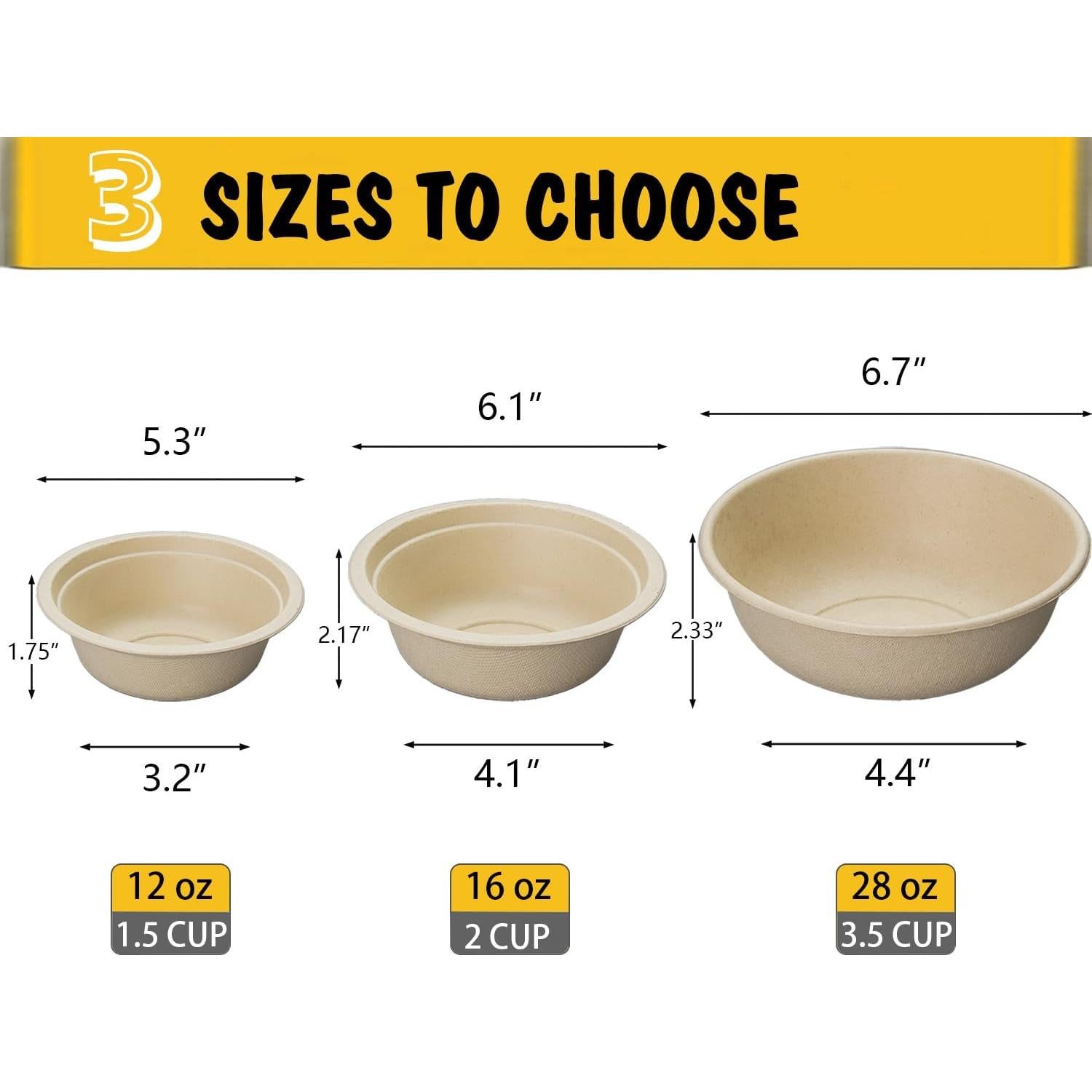 Cuencos Desechables para Perros JETKONG 50pk 16 oz Naturales