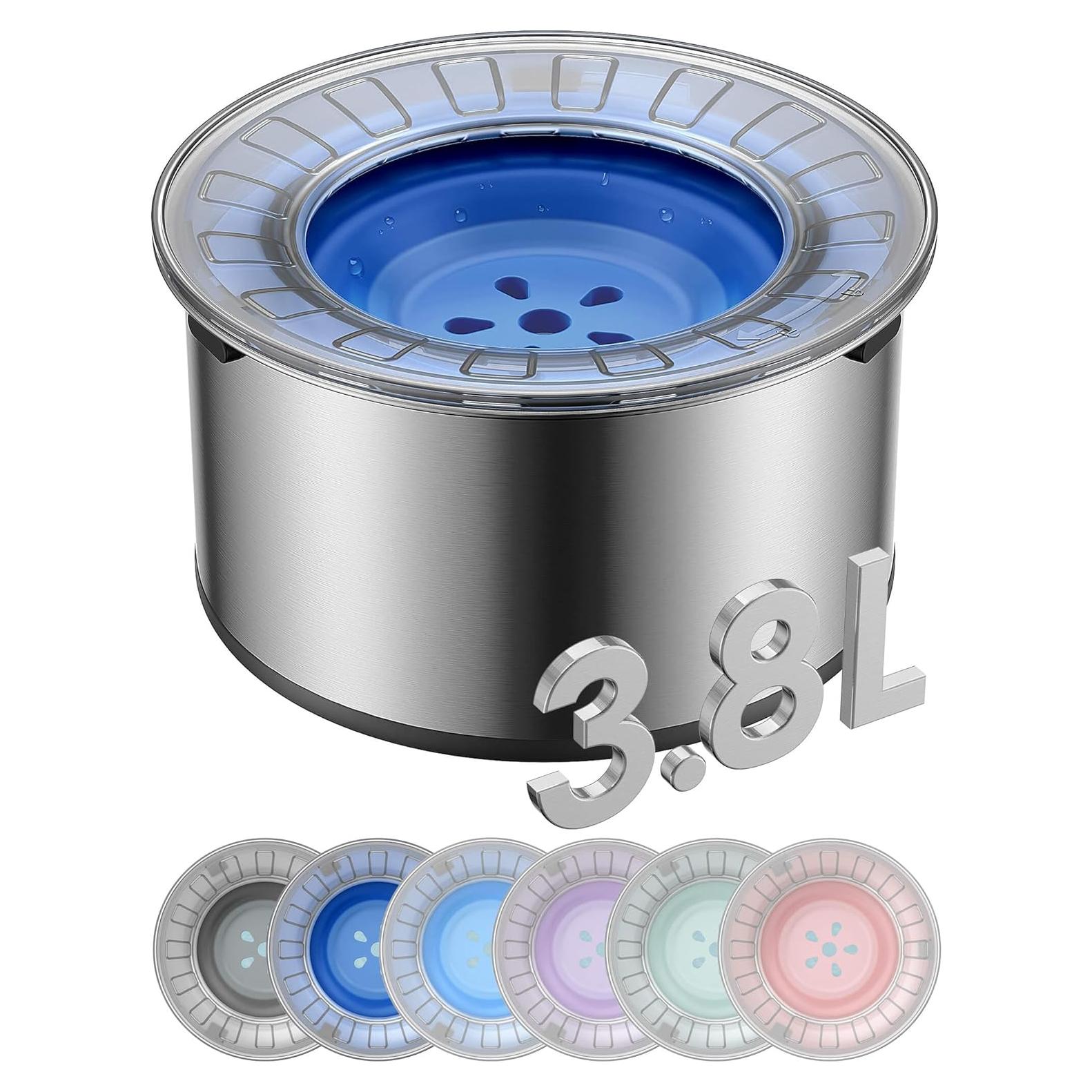 Tazón de Agua para Perros Heouvo 1 Galón Antiderrames Azul Marino