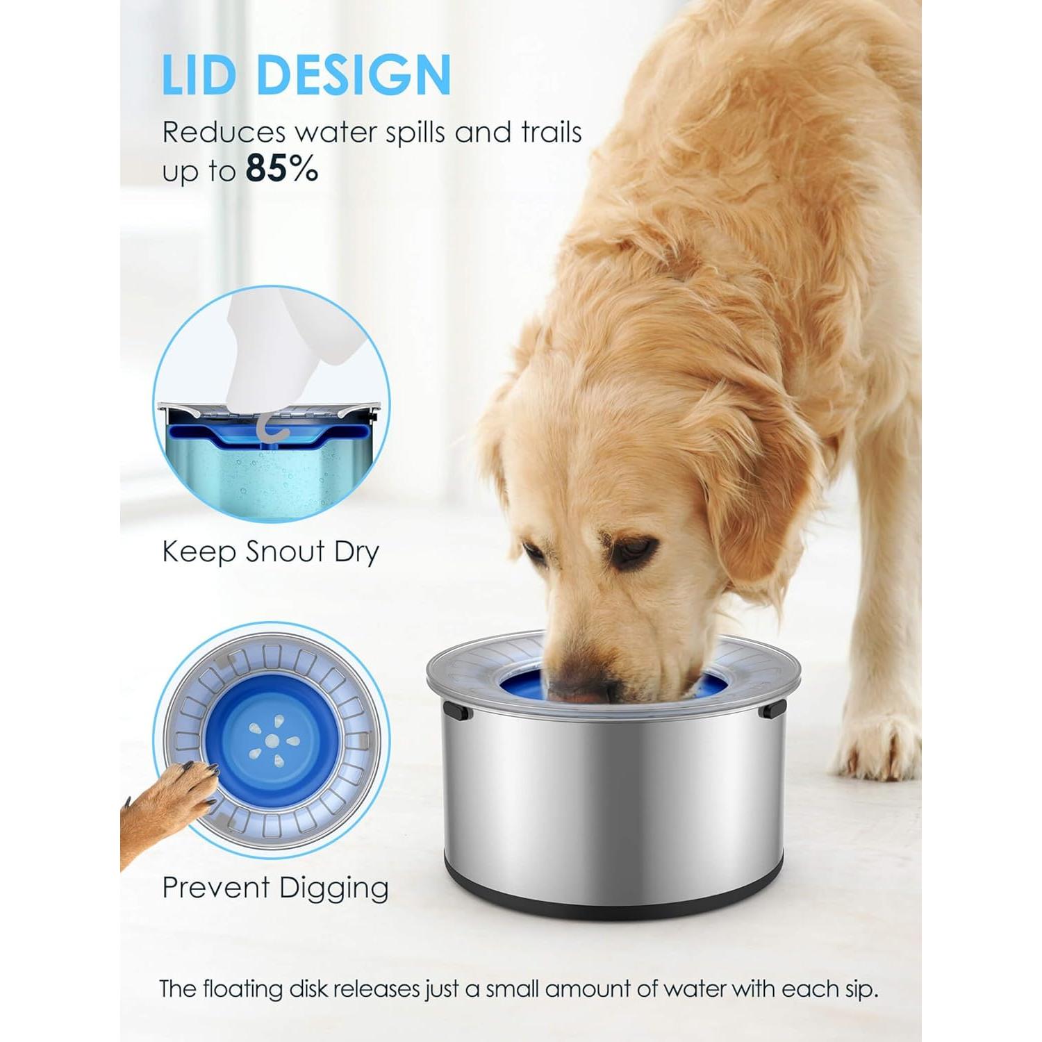 Tazón de Agua para Perros Heouvo 1 Galón Antiderrames Azul Marino