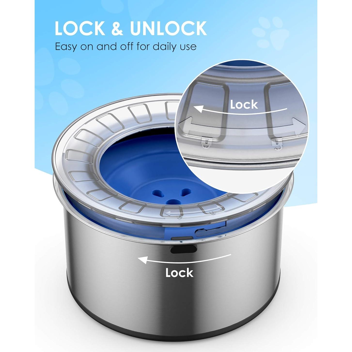 Tazón de Agua para Perros Heouvo 1 Galón Antiderrames Azul Marino