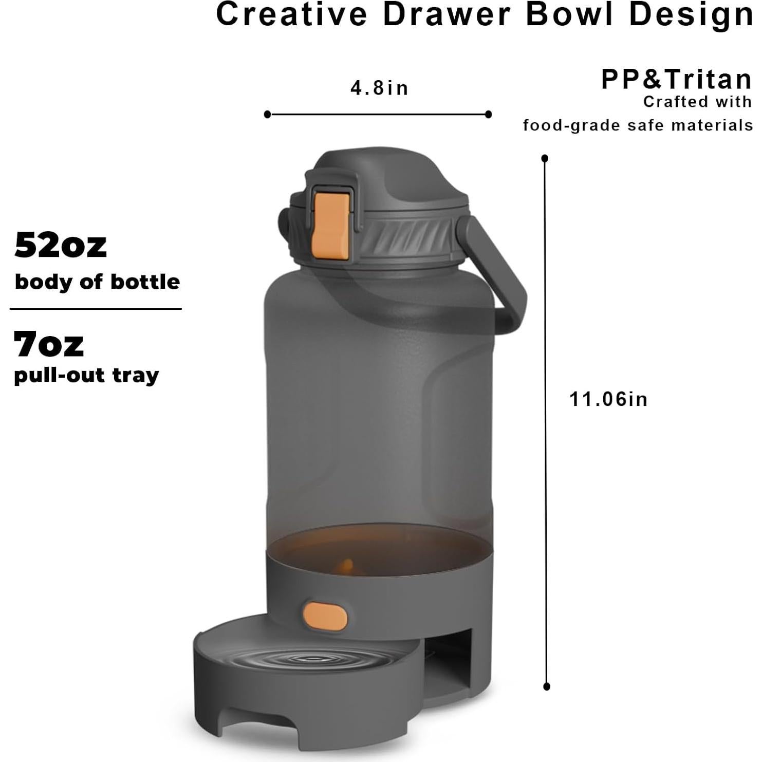 Botella de Agua para Perros ZenQeek 1.5L Portátil Gris