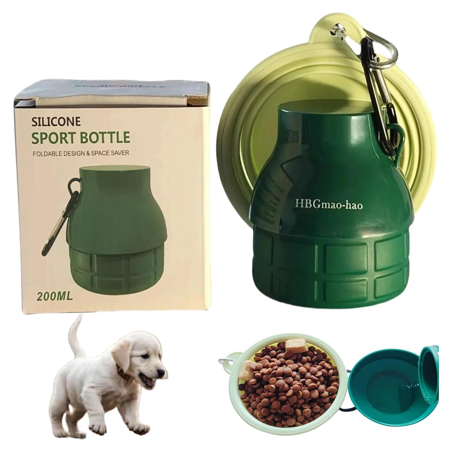 Botella de Agua Portátil HBGmao-hao con Cuenco Plegable 2 en 1